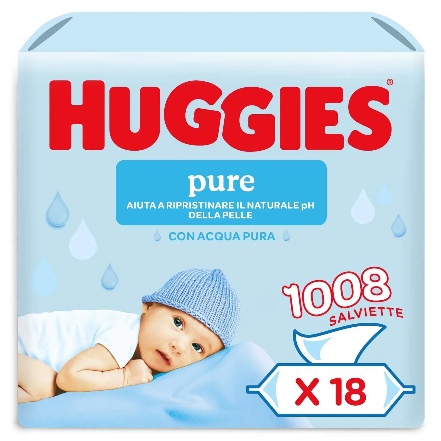 Huggies Pure Baby Salviette neonato 99% acqua pura 1008 Pz