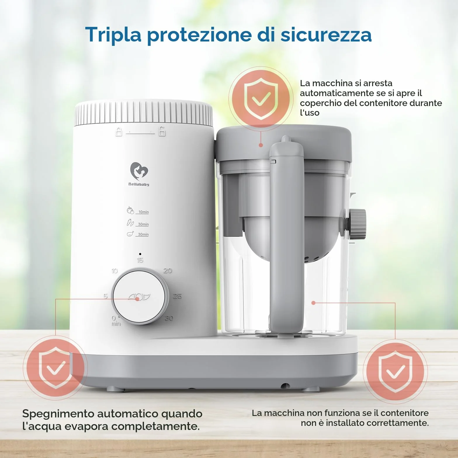 Cuocipappa Mixer Multifunzione Omogeneizzatore per Neonati con Cestello Vapore Reversibile