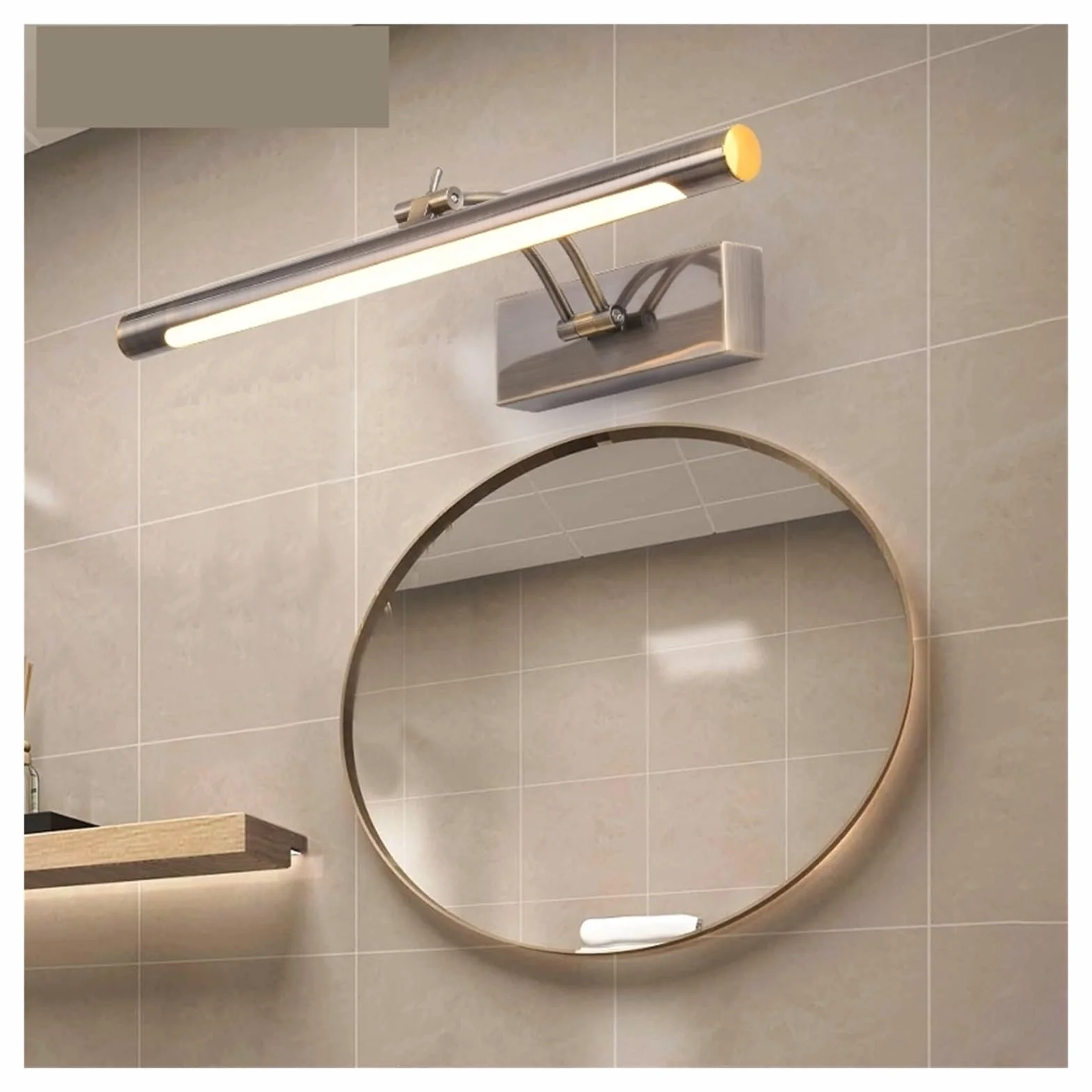 Luci per quadri da parete Lampada da parete moderna for bagno a LED, acciaio inossidabile impermeabile L40 / 55 / 70CM, applique for specchio da interno con interruttore(Noir,12W 55CM)