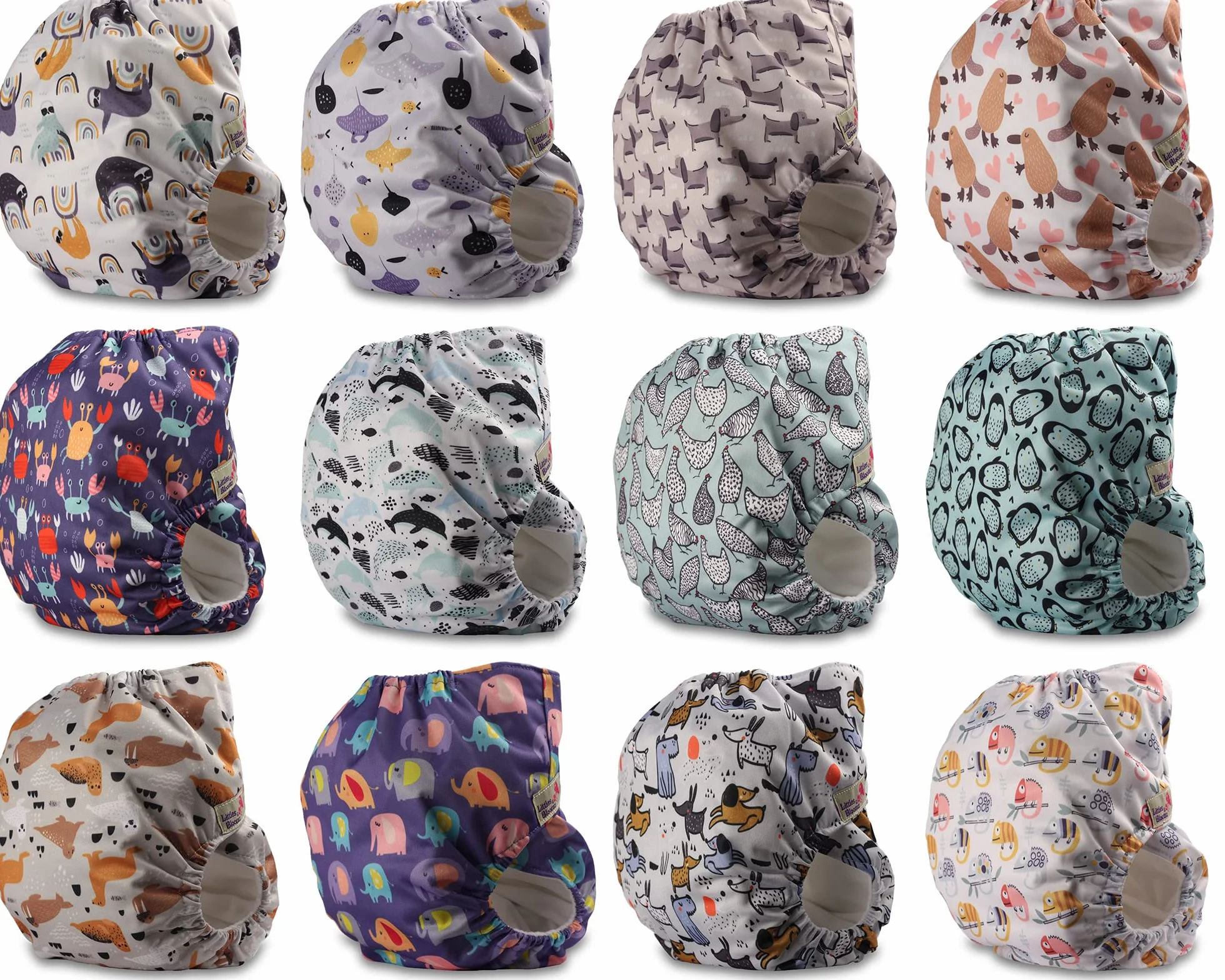 Littles and Bloomz FLV2-1202 Pannolino lavabile riutilizzabile con bottoni a pressione standard confezione da 12