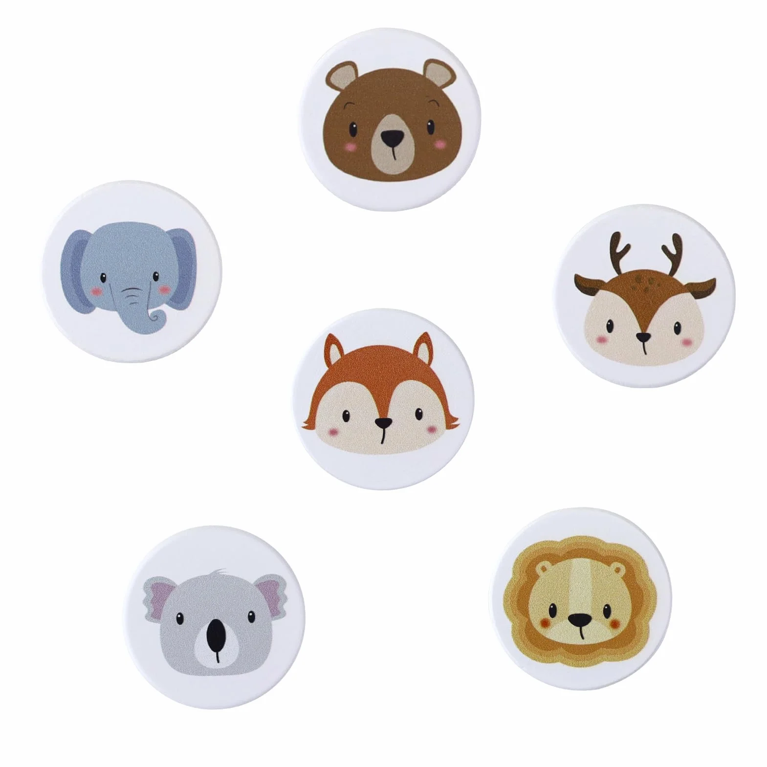Pomelli per Mobili Bambini in Legno 6 Pezzi, Maniglie Cassetti Decorativi con Motivi Animali