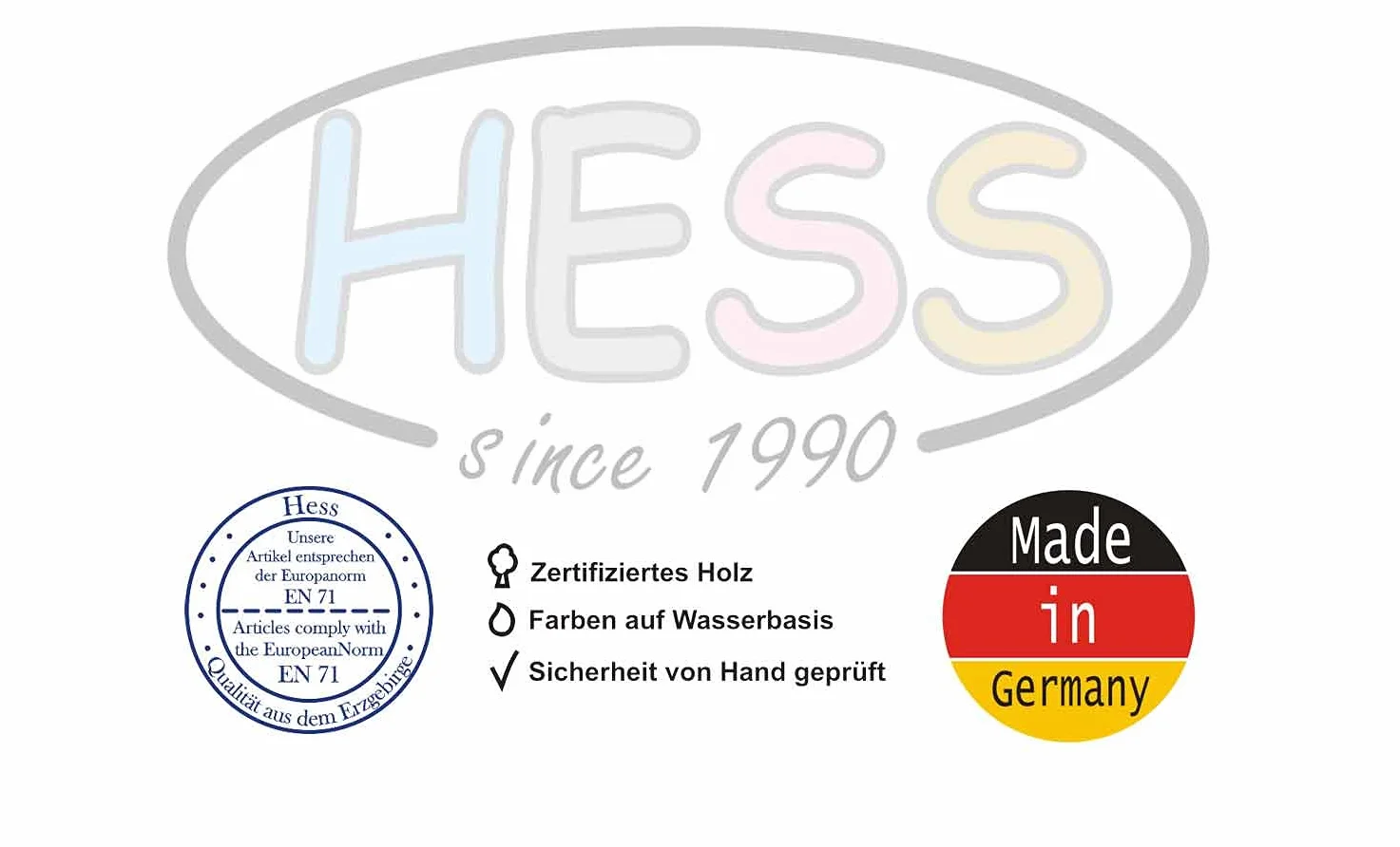 Hess Holzspielzeug grucce appendiabiti in legno 6 pezzi 26x12 cm