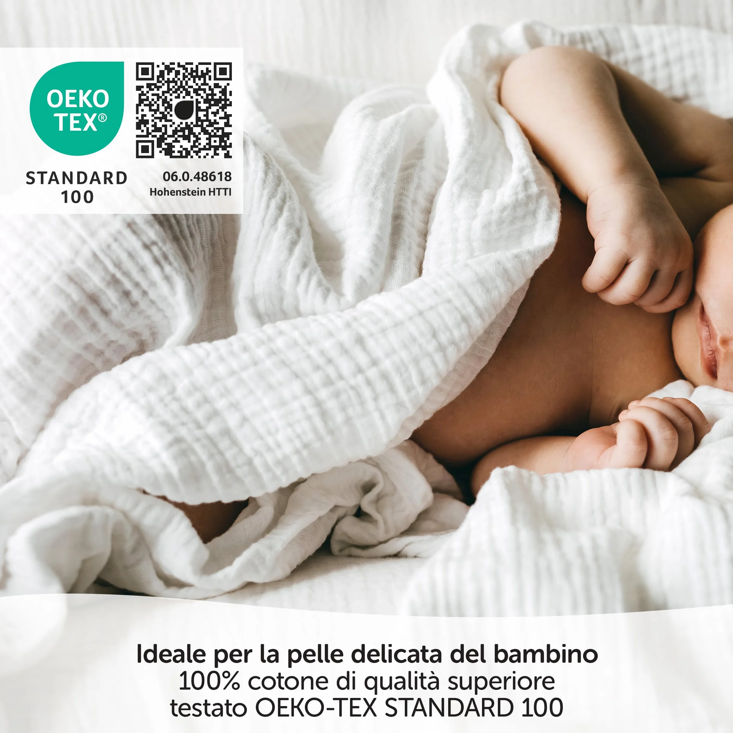 Teli in Mussola Neonato 80x80 Oeko-Tex Standard 100 10 Pezzi Bianco