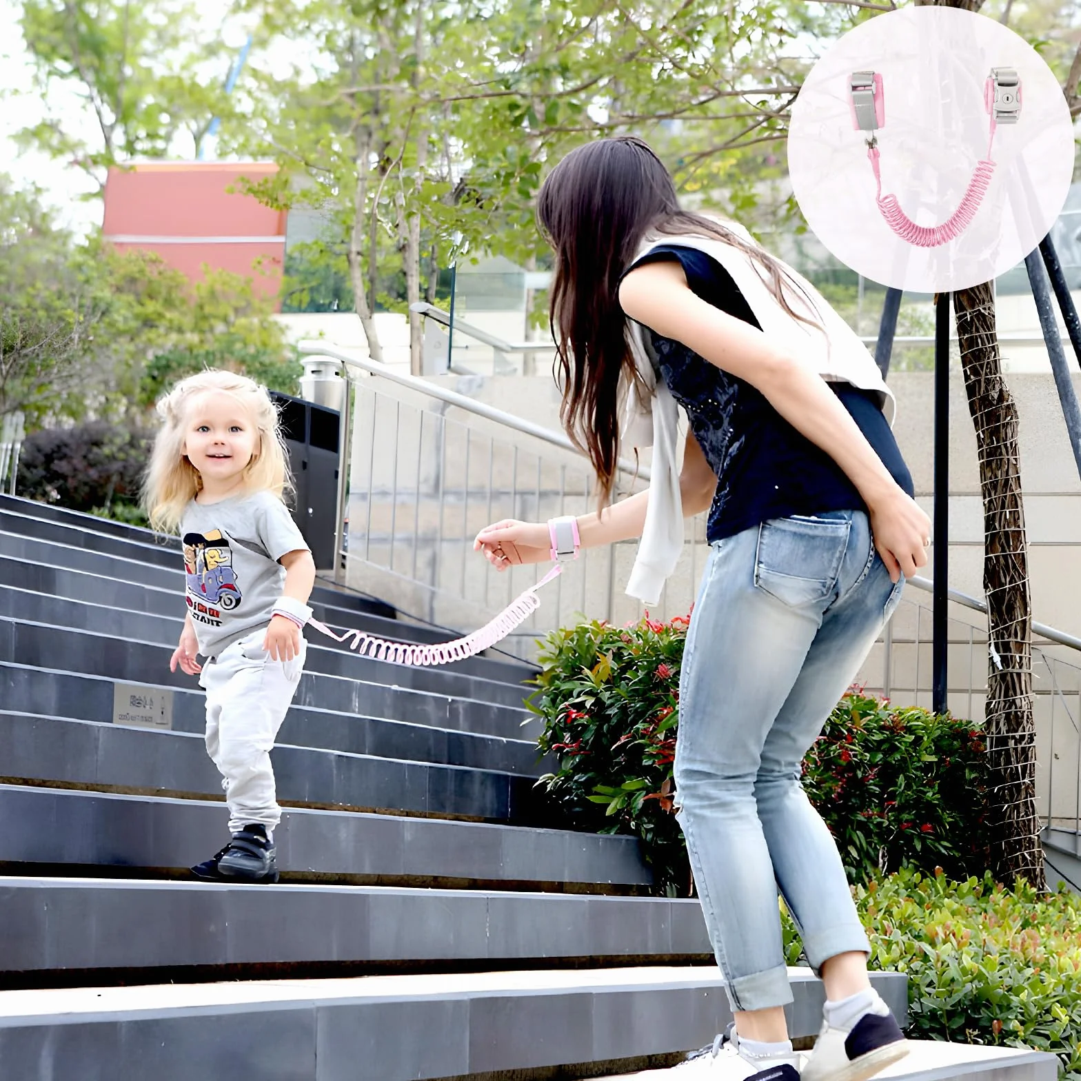 Bambini Guinzaglio Polso di Sicurezza 2.5M Anti Perso Cintura Rosa