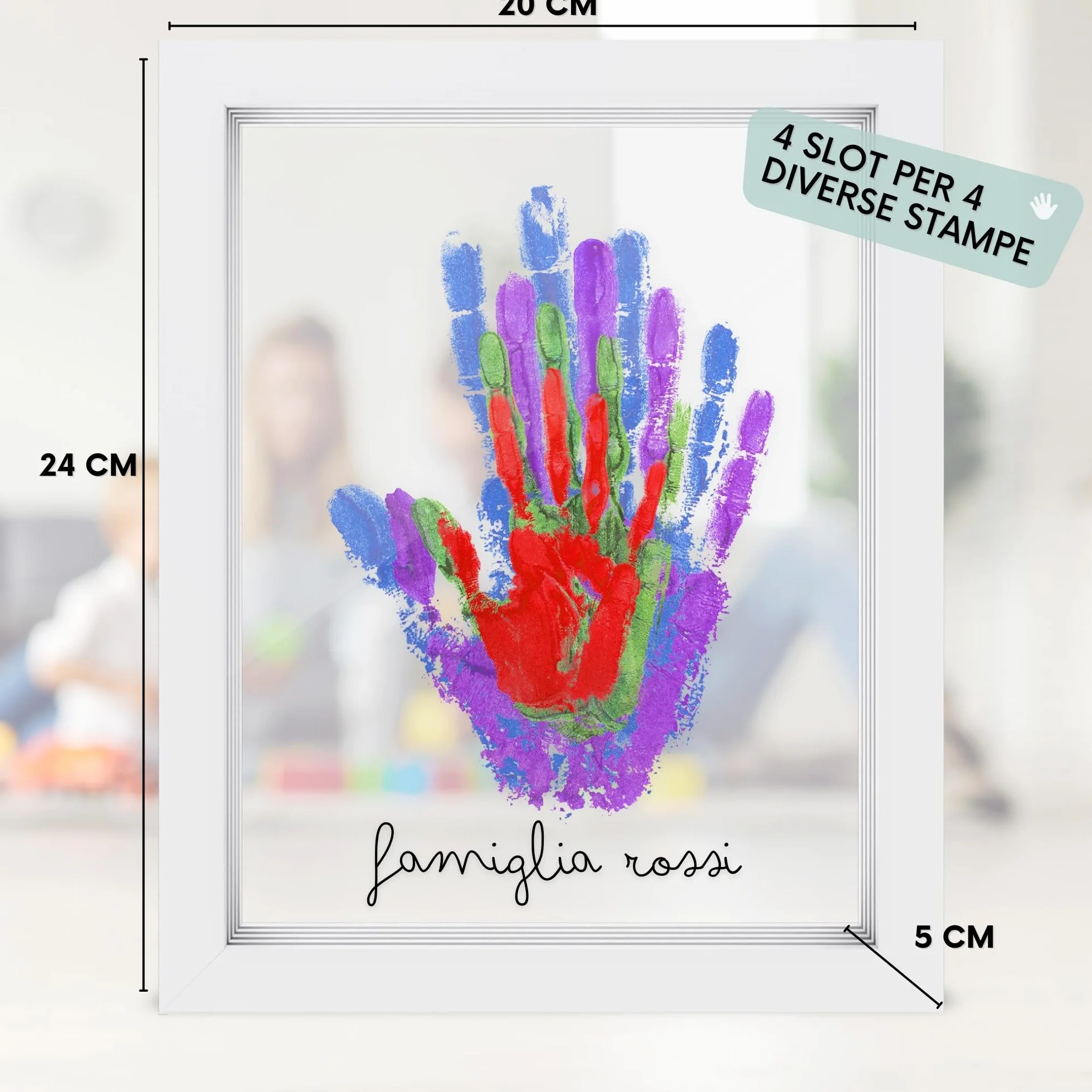 Kit Impronta Mani e Piedi Neonati, Cornice con Spazio per 4 Impronte, Set Regalo Neonato