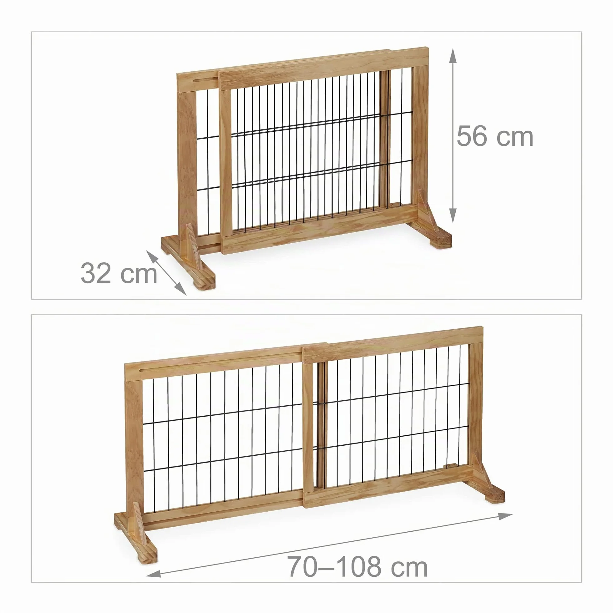 Relaxdays Cancelletto per Bambini Barriera per Cani Neonati Recinzione Scale 56x70-115 cm Naturale
