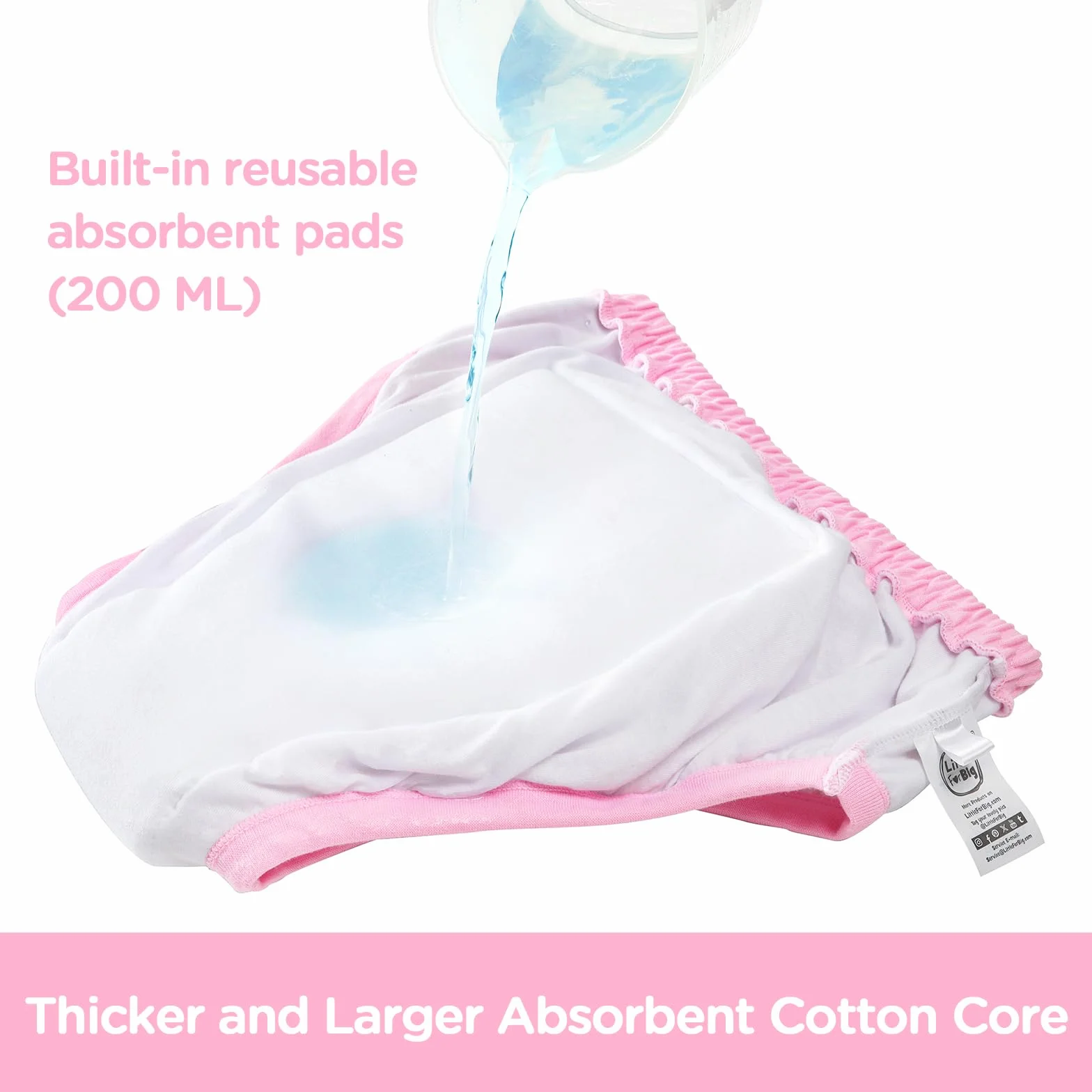 LittleForBig Mutandine Addestramento Adulti Cotone Morbido - Comode Lavabili Riutilizzabili Baby Usagi Rosa S