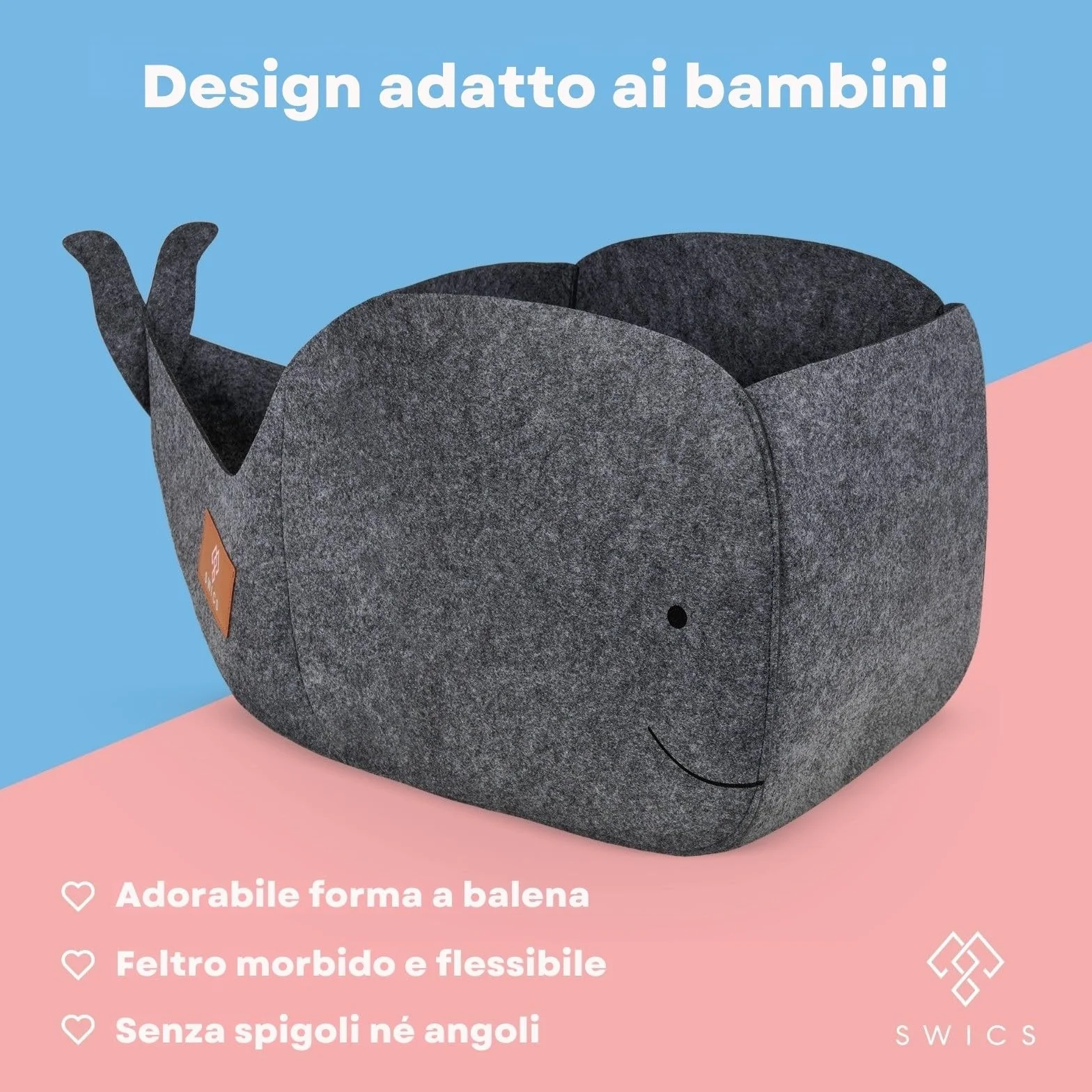 Contenitore Porta Giochi Bambini 30 L Feltro Compatibile Scaffali Kallax Organizer Pieghevole