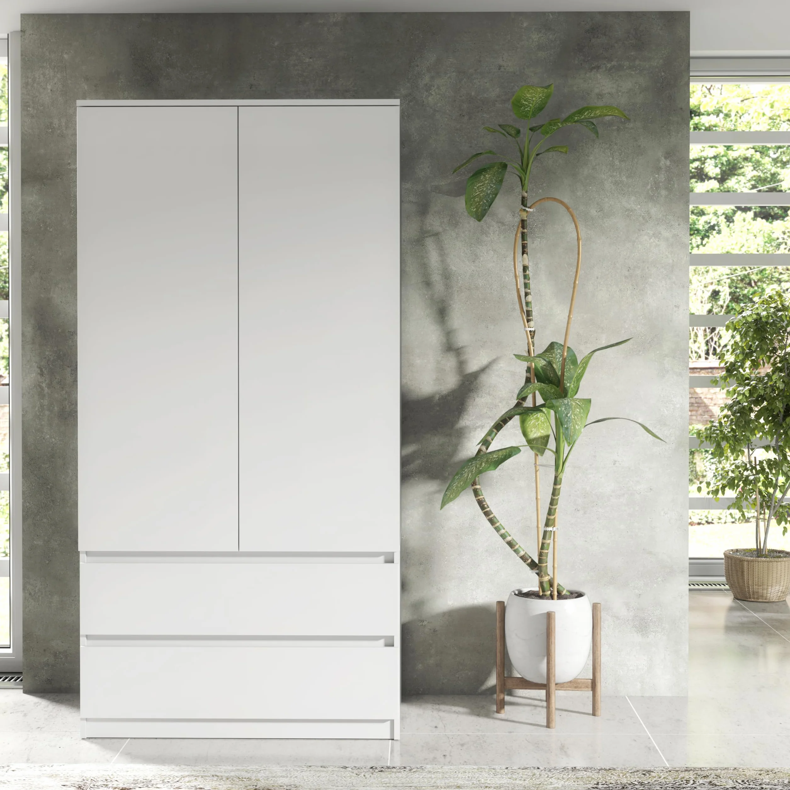 Armadio con Cassetti Nero 90x50x180 cm Guardaroba Multifunzionale per Camera da Letto