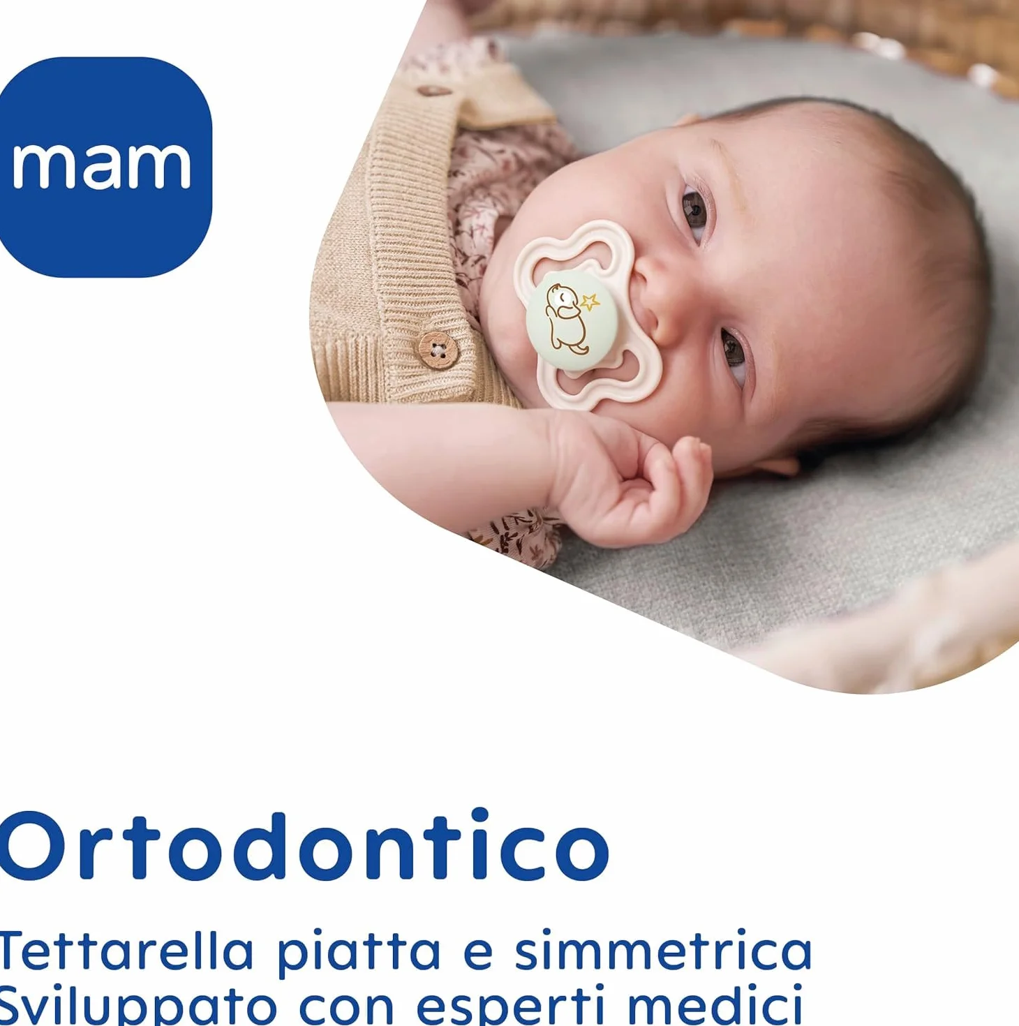 MAM Ciuccio 16-36 Mesi Set da 2, Illumina al Buio, Tettarella Silicone, Porta Ciuccio, Rosa/Lilla