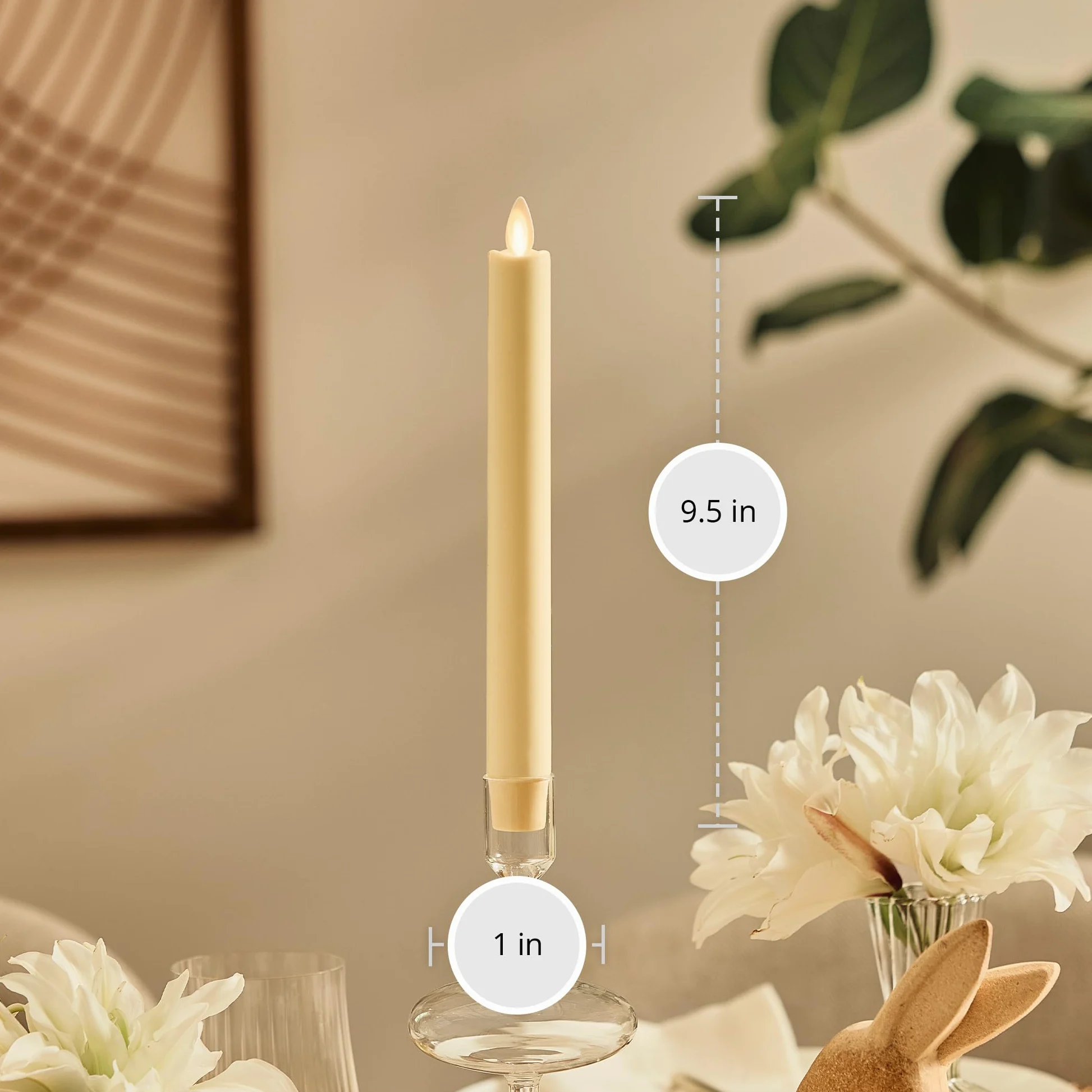Luminara Candela conica senza fiamma (2,5 x 24,1 cm) in vera cera non profumata con timer (chiffon di limone)