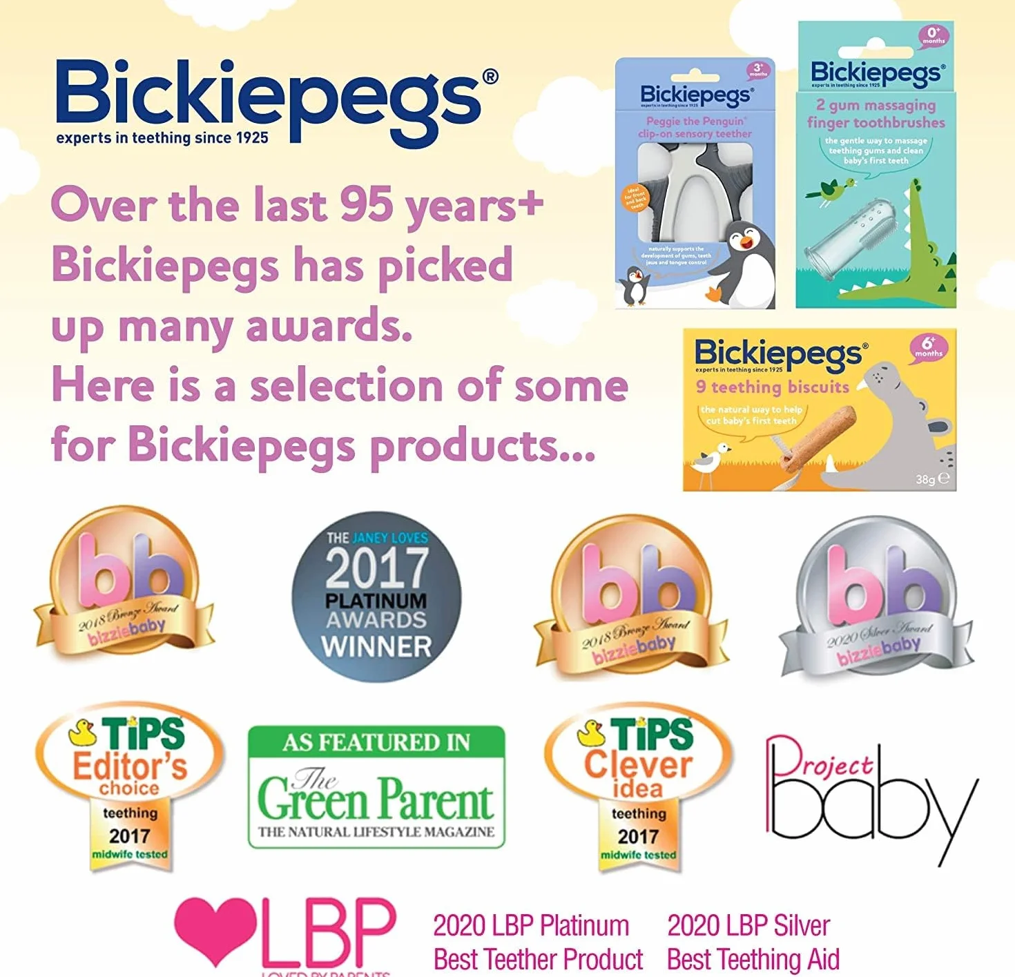 Bickiepegs Teething Biscuits 3-Pack
