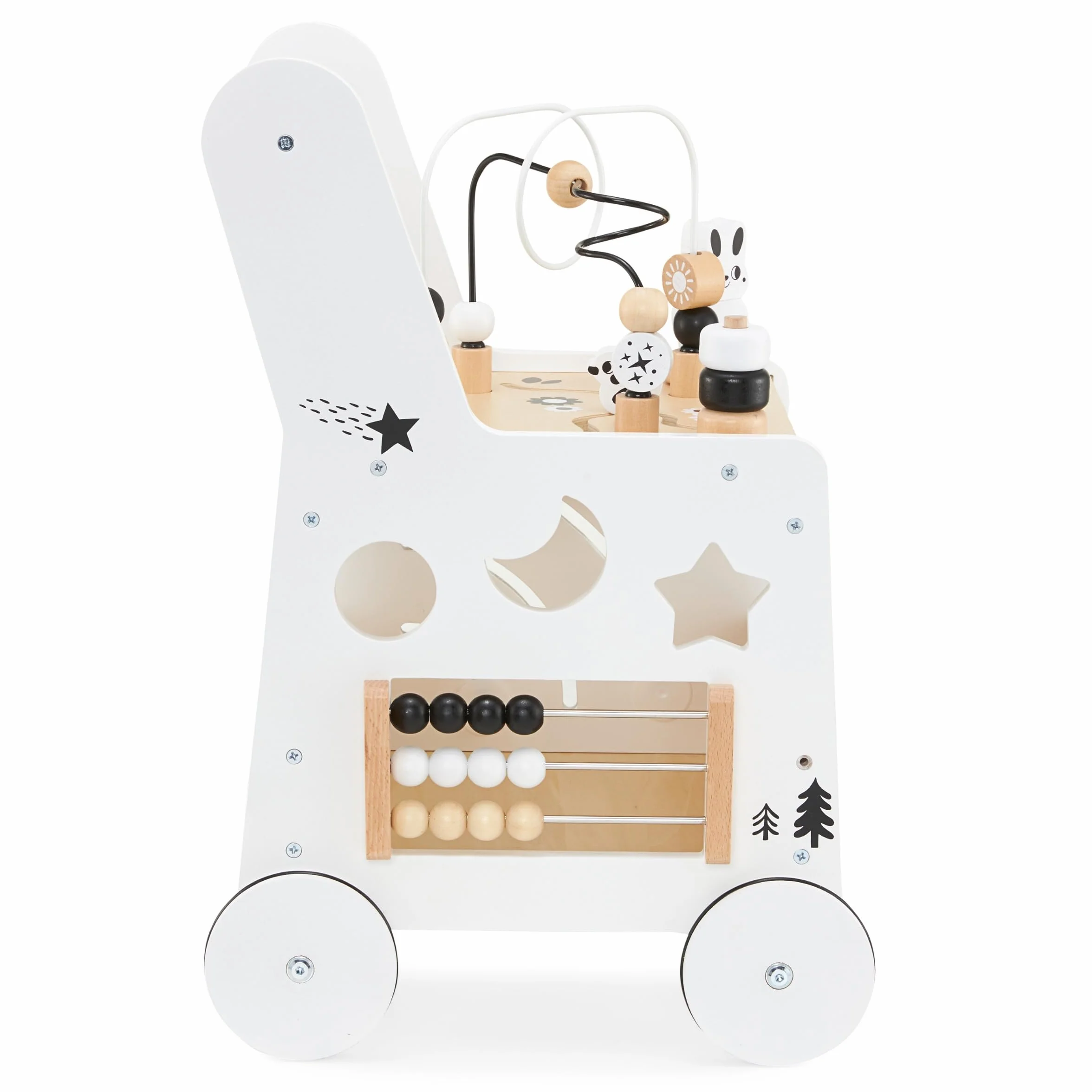 Mamabrum Primi Passi 6 w 1 Spintore Legno Tavolo Didattico Giochi Bambini Abaco Loop Motorio 31x28x49cm