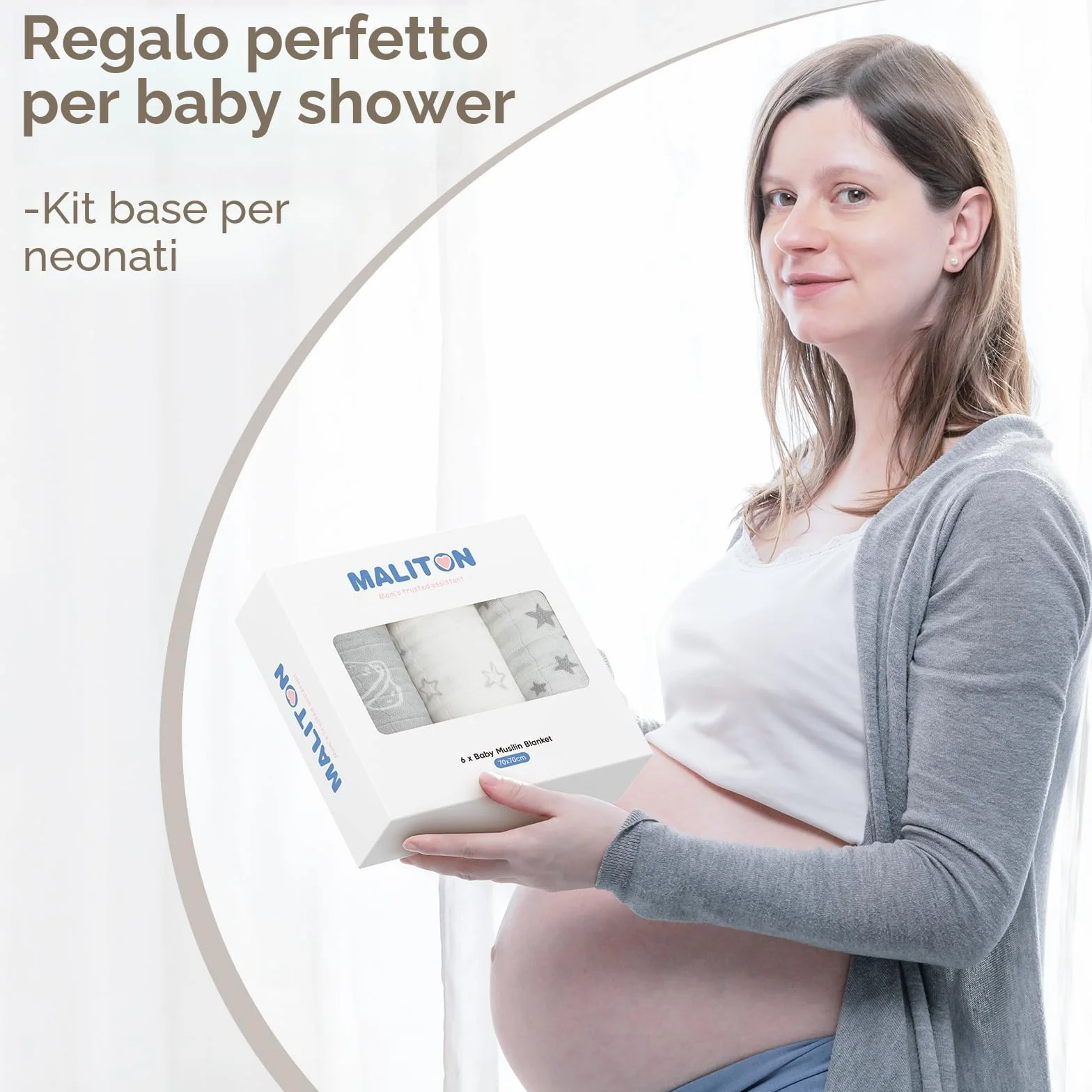 Maliton Mussole Neonato 6 Pz 70x70cm Panni in Mussola morbidi assorbenti traspiranti