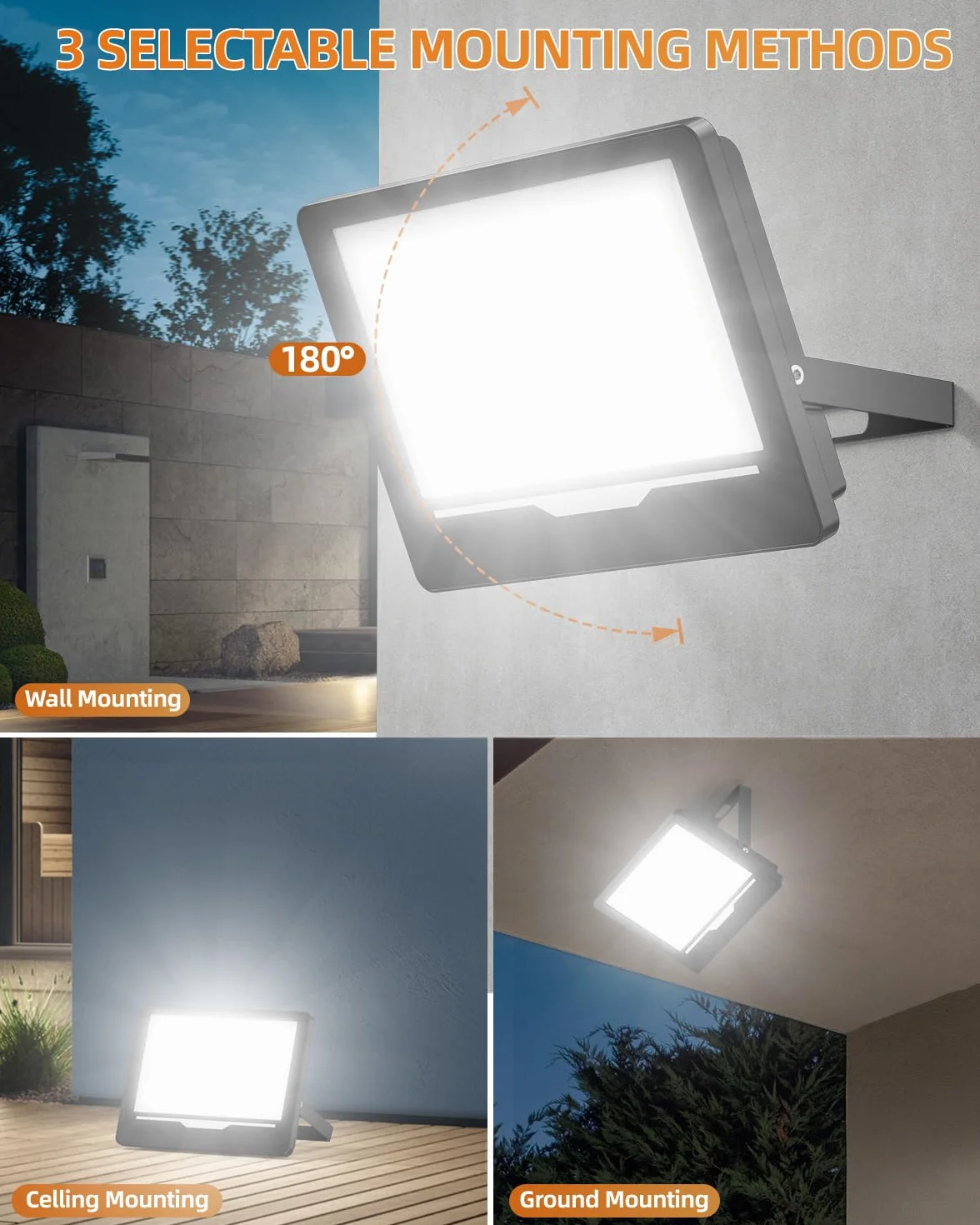 Fari Faretto LED da Esterno 300W 1 Pezzi - 30000LM 6500K Luce Fredda Faro Faretti LED Esterno IP67 Impermeabile per Giardino, Patio, Terrazza, Garage