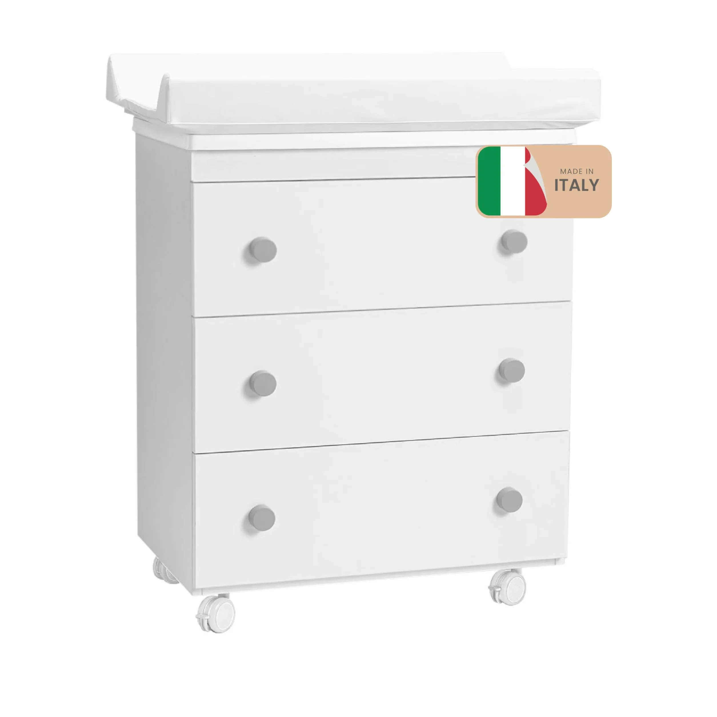 Fasciatoio Cassettiera Salvaspazio 3 Cassettoni Removibili con Vaschetta Bagnetto e Materassino Anticaduta 80x97x44 cm Grigio