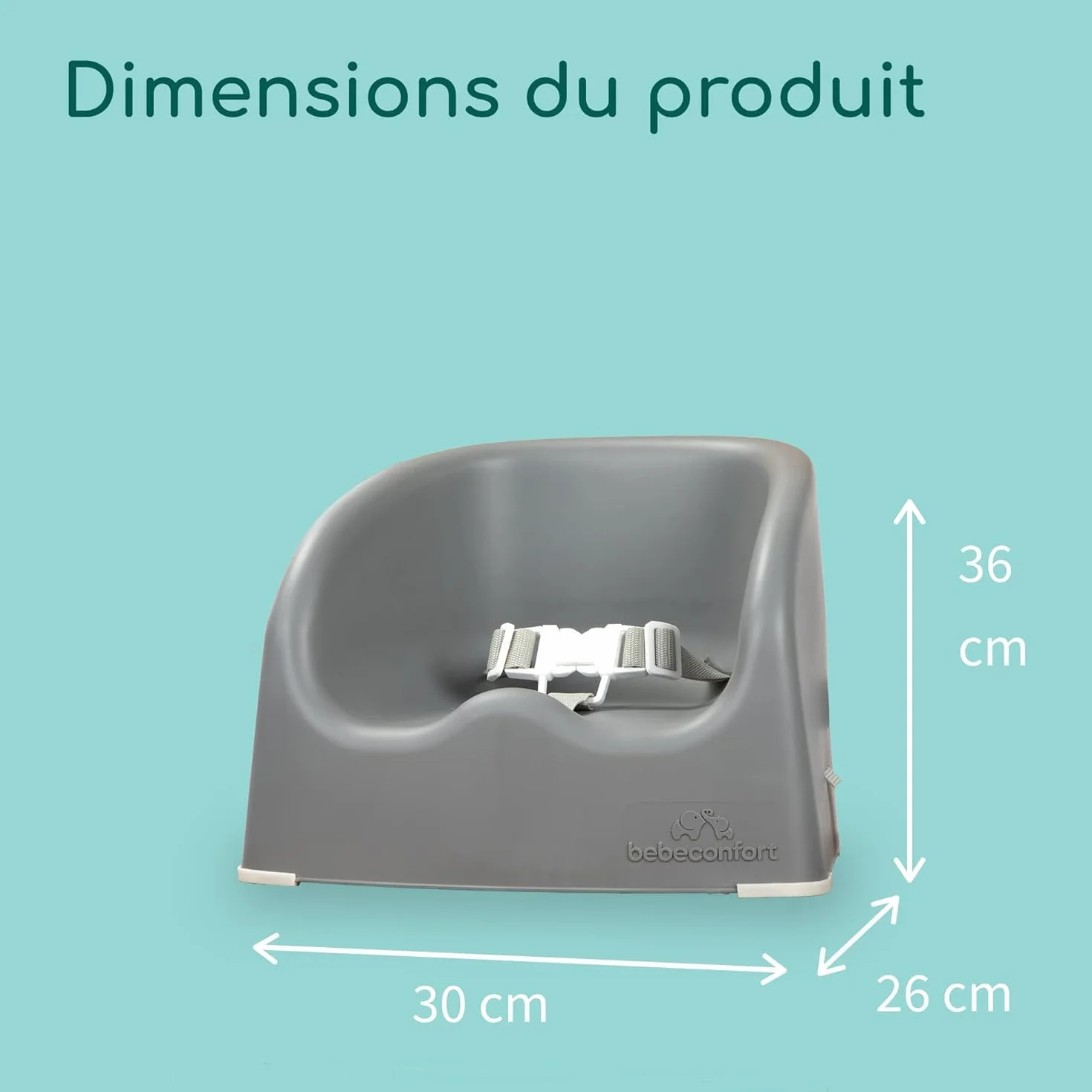 Bebeconfort Essential Booster Alzasedia per Bambini, Rialzo da Tavolo Portatile, Seggiolone Pappa, 6 Mesi-3 Anni, 15 kg, Warm Grey