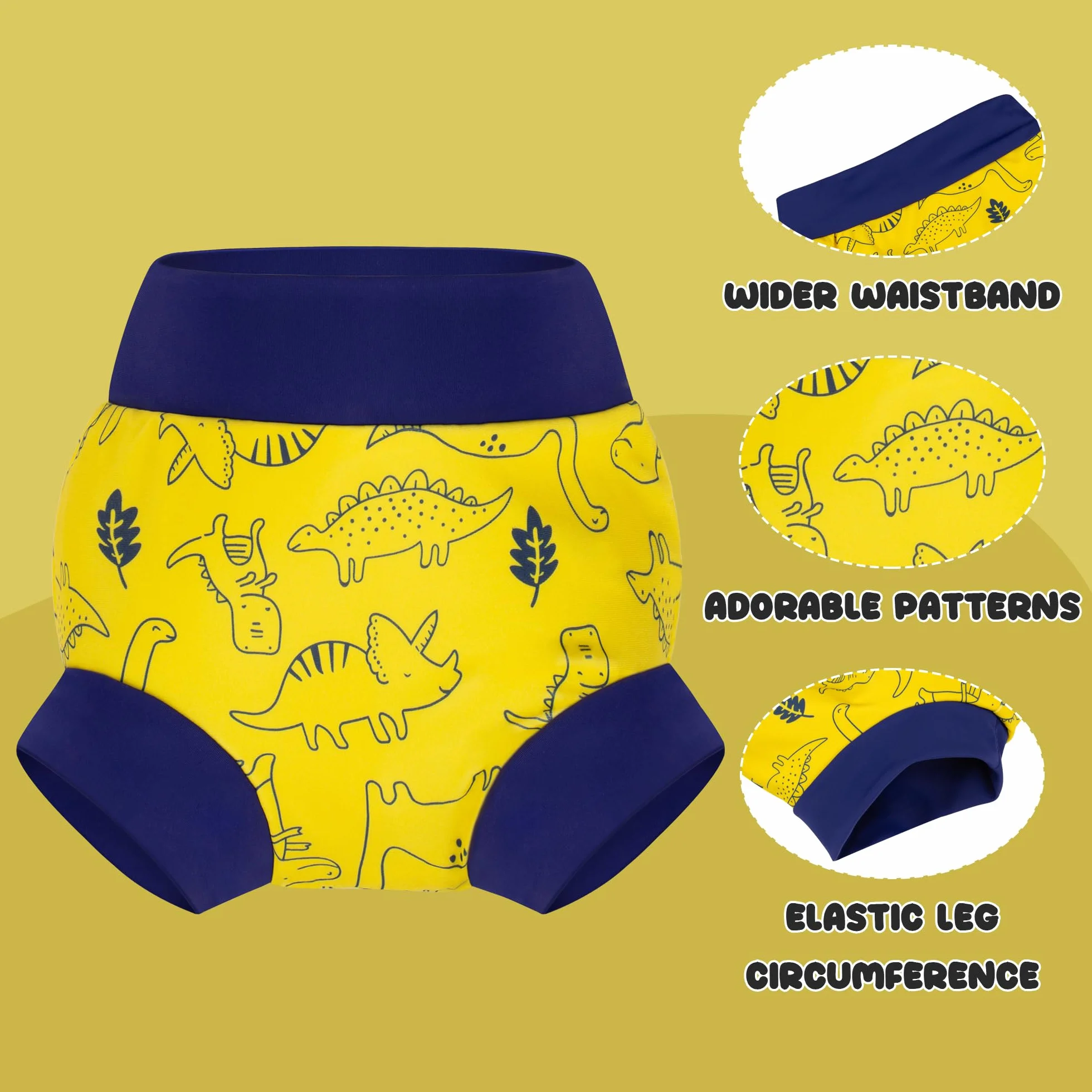 BIG ELEPHANT Pannolini da nuoto riutilizzabili 3 pezzi impermeabili regolabili per bambini