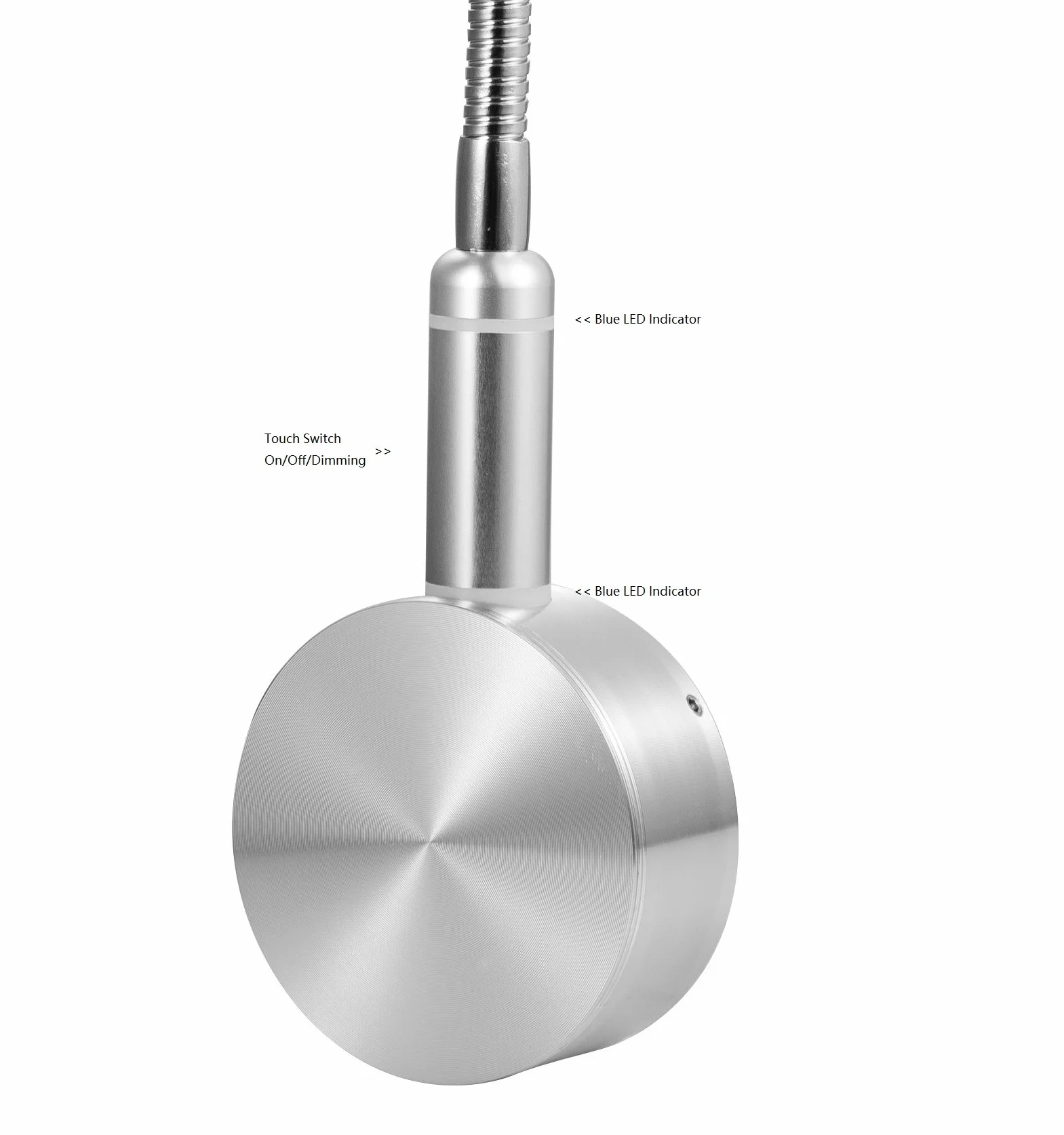 Meanyee Touch Switch Lampada da lettura flessibile a collo di cigno flessibile dimmerabile 3W Lampada da comodino a LED dimmerabile a parete Lampada da comodino per la lettura a letto (Indicator)