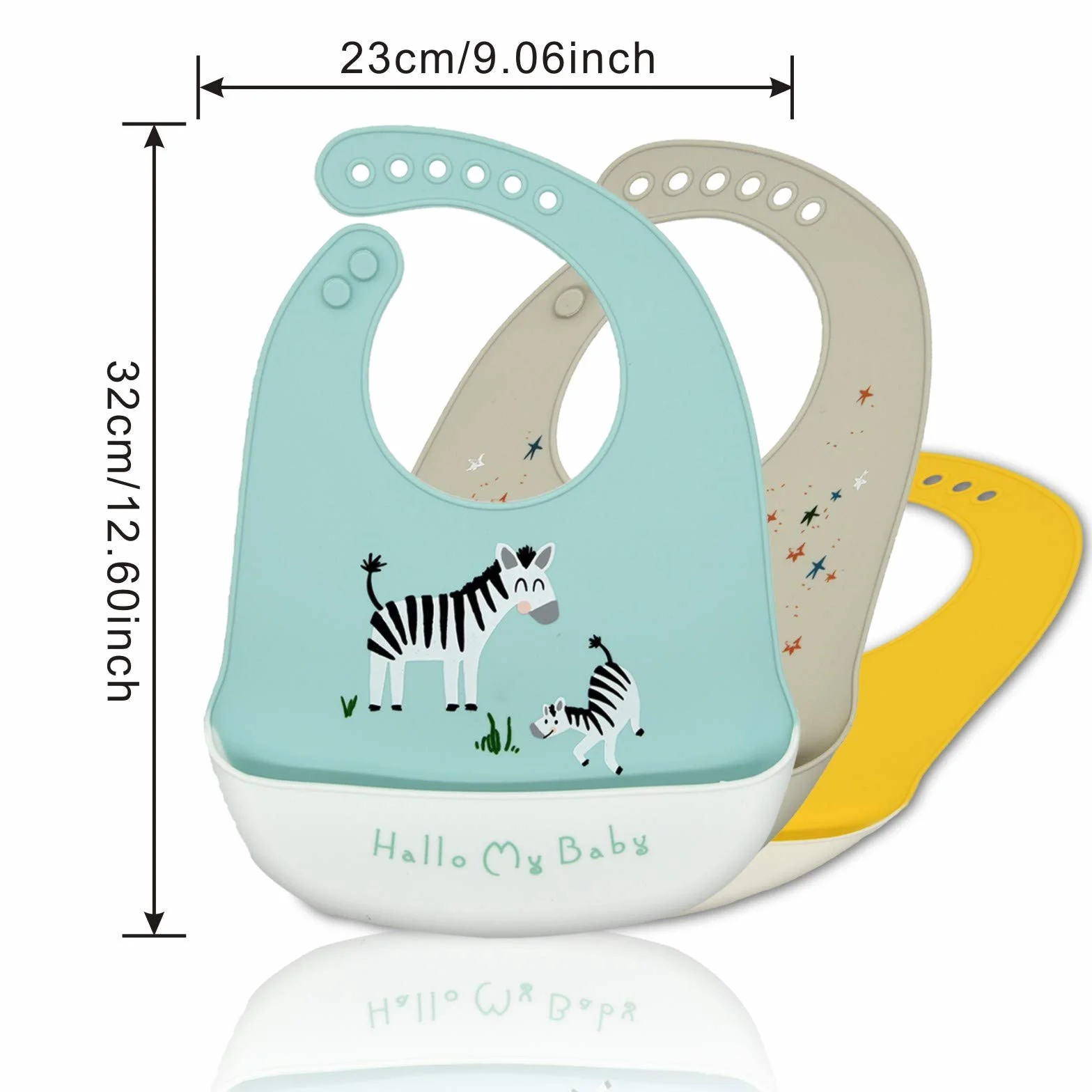 Bavaglini Silicone Bambino 3 Pezzi Neonato Bavaglino Svezzamento con Tasca Raccoglipappa Impermeabili