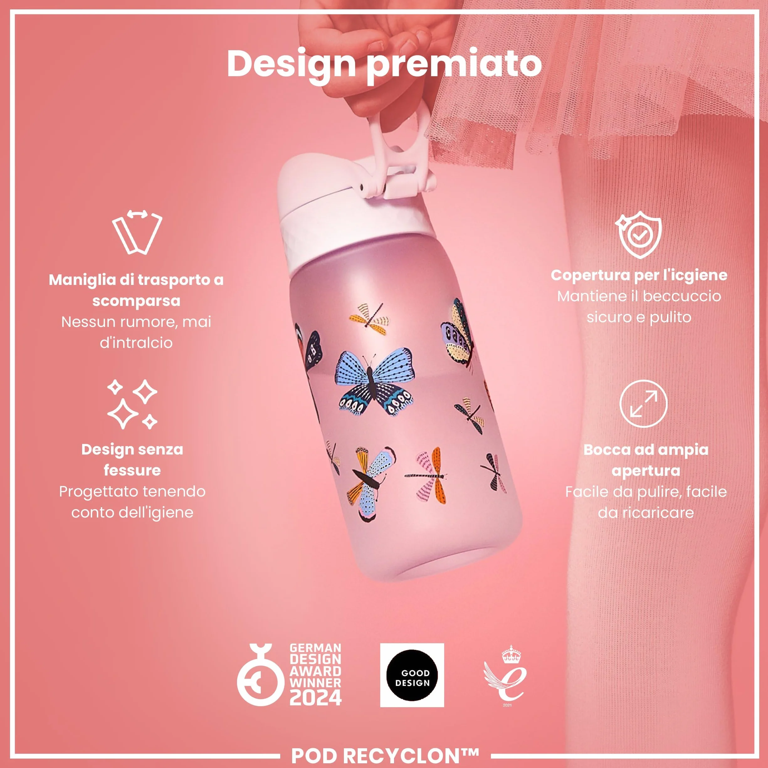 ION8 Borraccia per Bambini 350ml a Prova di Perdite Lavabile in Lavastoviglie Senza BPA