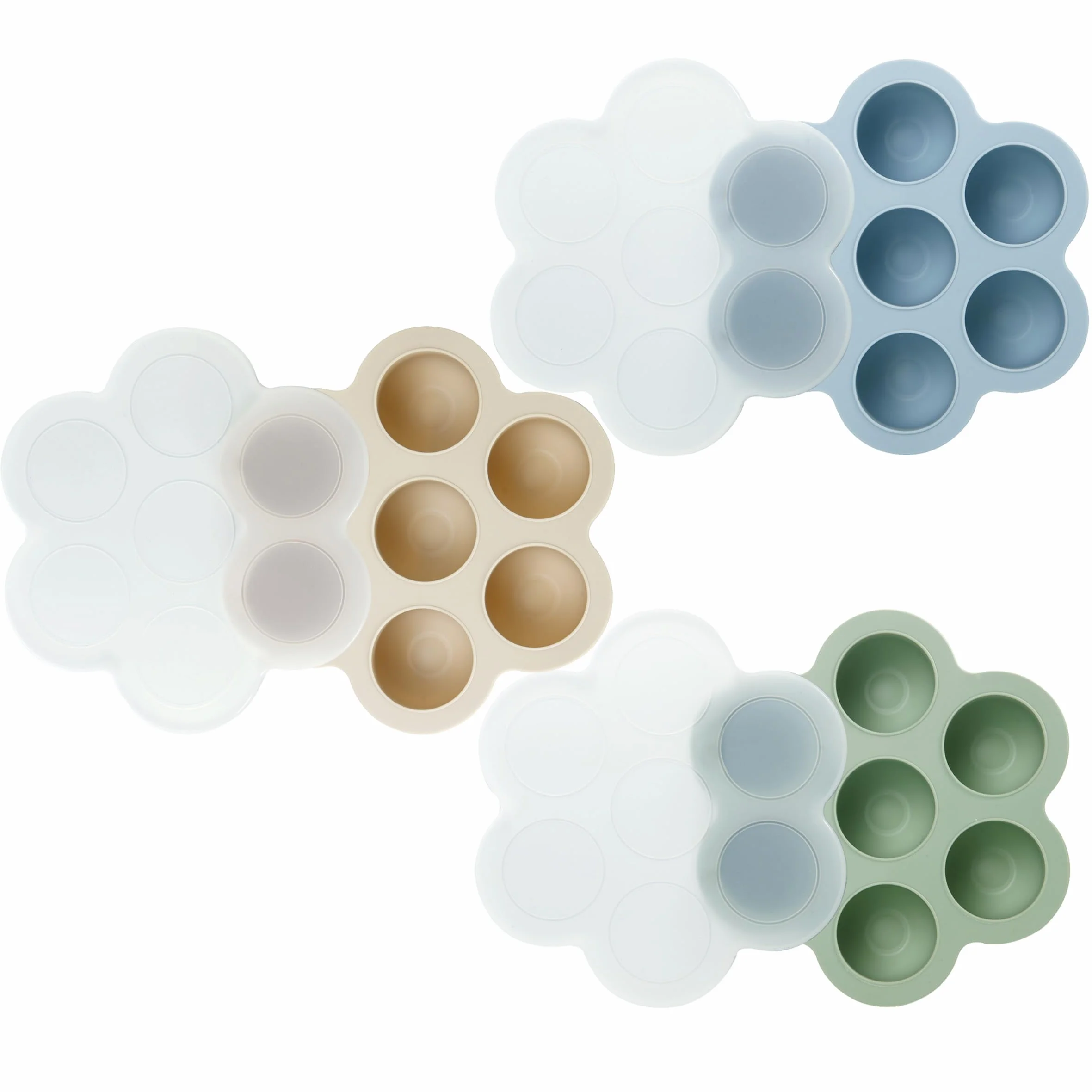 PandaEar Set di 3 Vaschette per Congelatore per Alimenti per Bambini in Silicone con Coperchi
