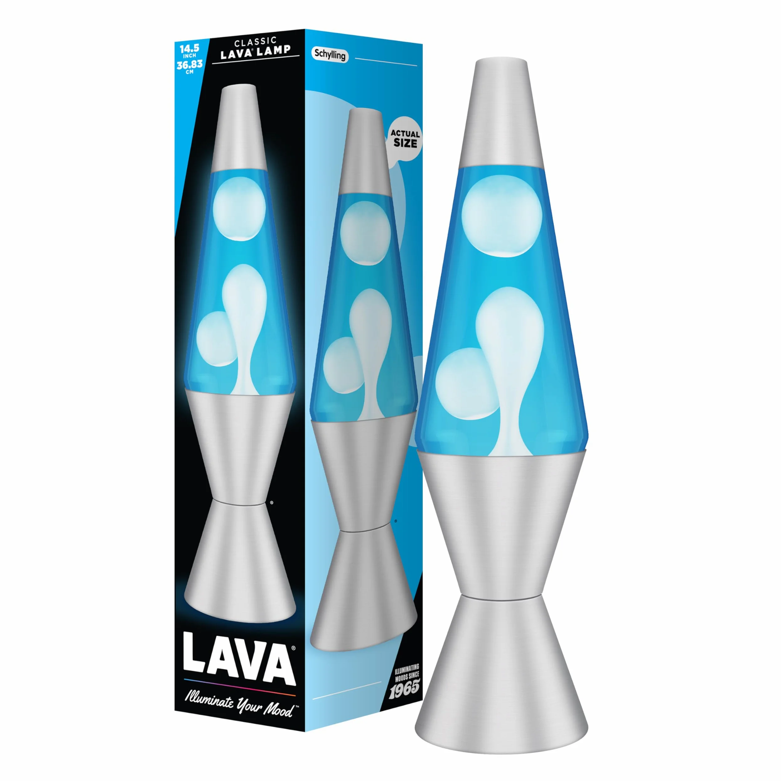 Lava Lite Lampada Lava Classica, 36,8 cm, Bianco/Blu, Alluminio