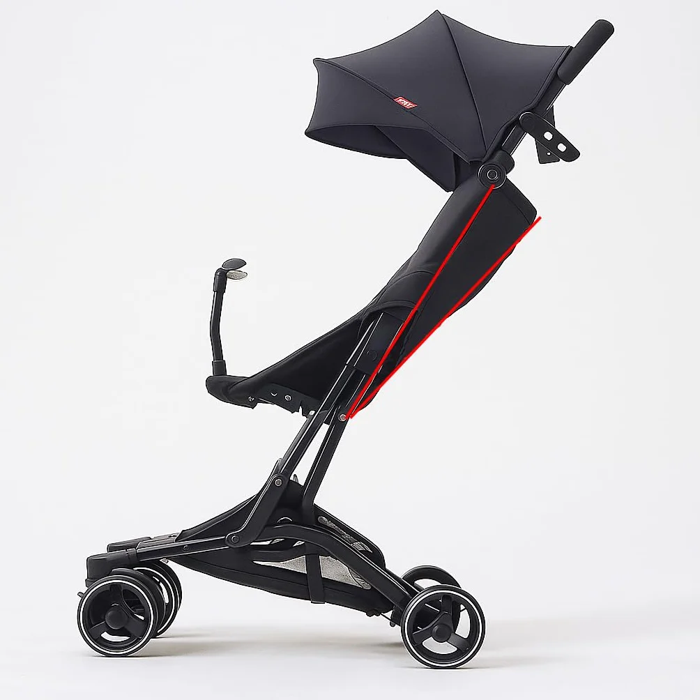 Passeggino Leggero Compatto BEBE2LUXE PIKO, Pieghevole Reclinabile, 6 mesi-22 Kg (nero)