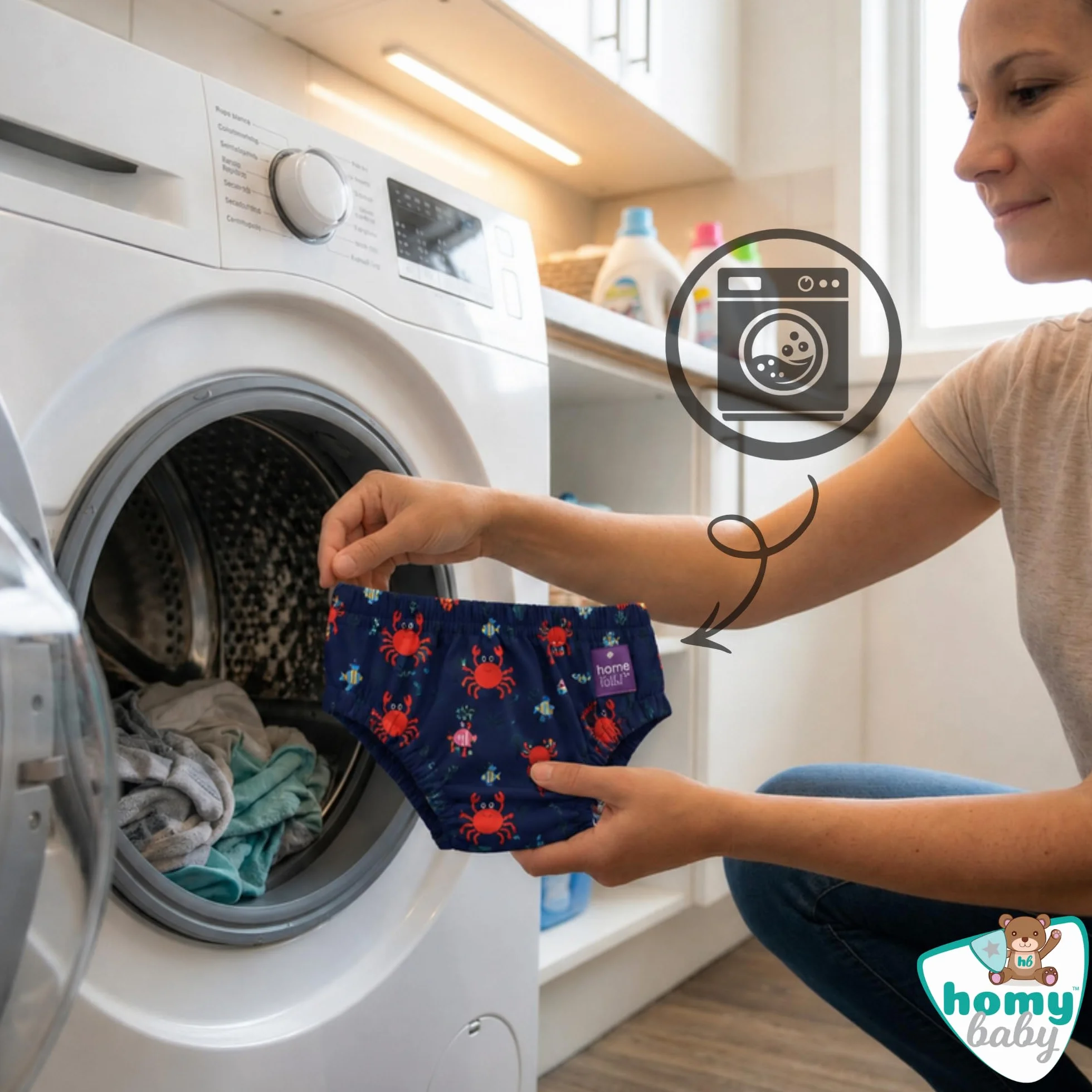 HOMYBABY Costume da bagno pannolini lavabili riutilizzabili per neonati mutandine da bagno 6 mesi granchio 24 mesi