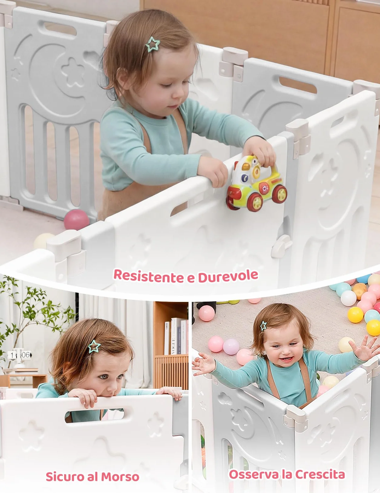Dripex Box Bambini 150×150 cm Recinto Pieghevole Neonato Plastica Grigio