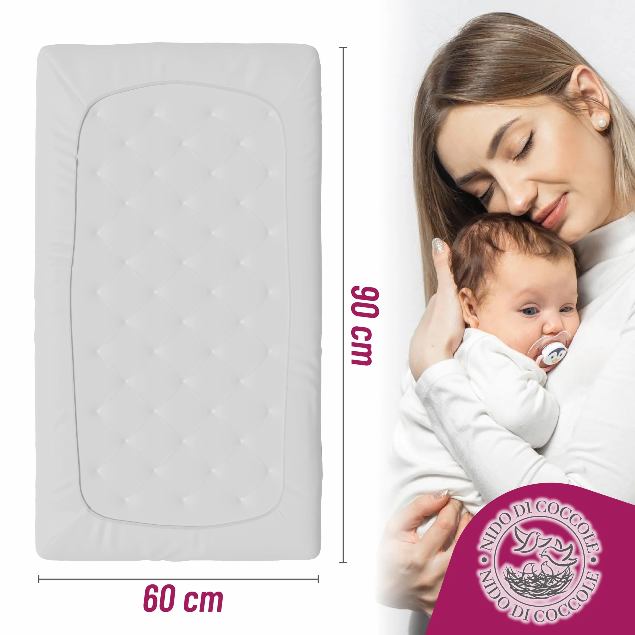 Coprimaterasso Next to Me 60x90 cm Set 2 sztuk Traspiranti Lavabili Angoli Elasticizzati Antiacaro
