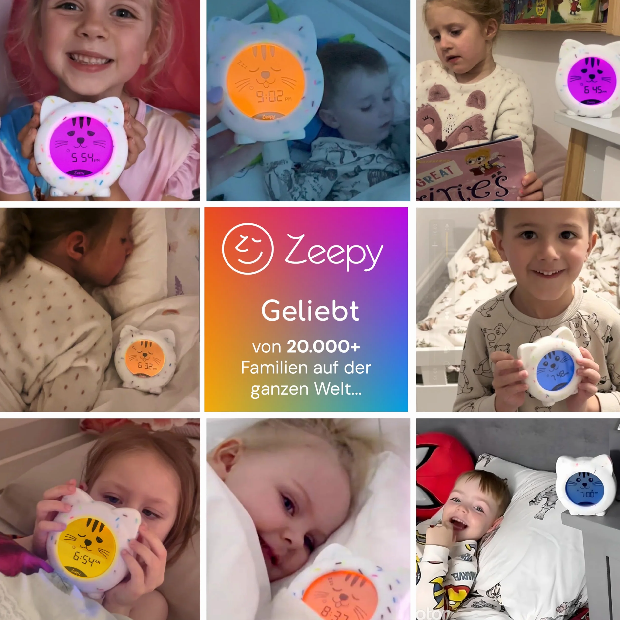 Zeepy Sveglia Bambino Educativo Giorno/Notte | Orologio Sveglia Luminoso USB Ricaricabile Infrangibile | Luce Notturna Bambino Scienziato per Sonno Tranquillo – Kip il Gattino