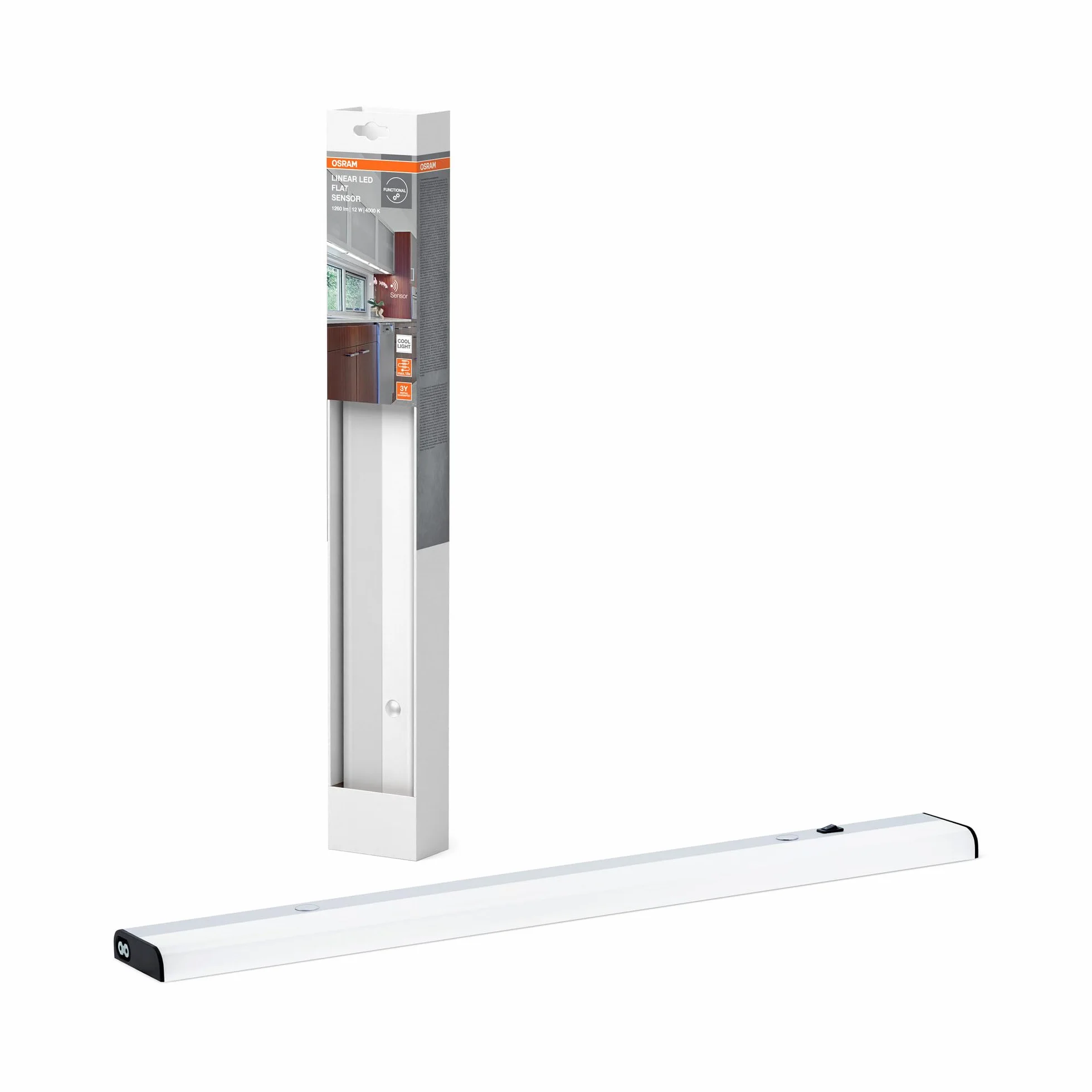 OSRAM lampada sottopensile sottile con sensore, argento in alluminio, bianco freddo, protezione IP20, per illuminazione sottopensile
