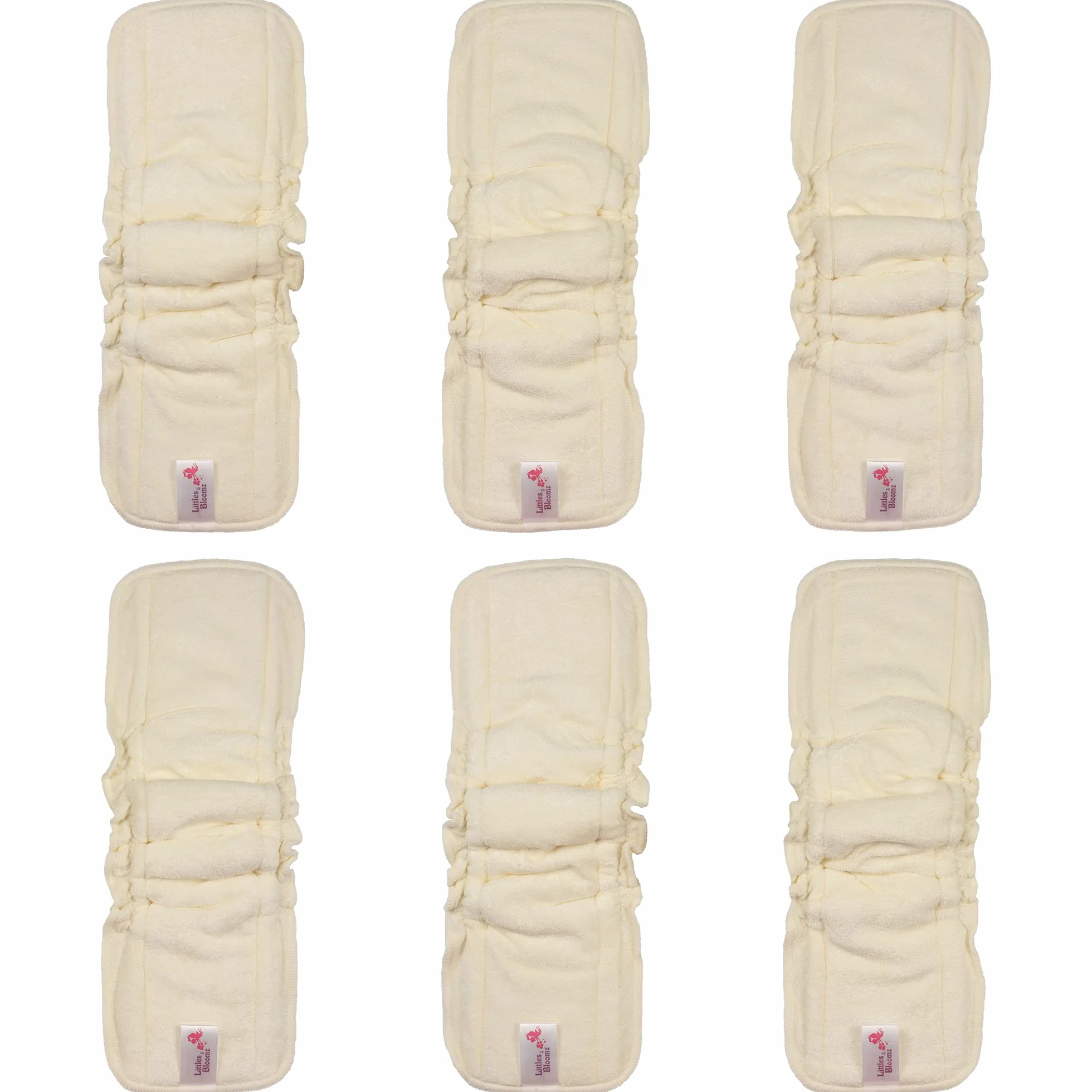 Littles & Bloomz 6 Inserti Riutilizzabili in Viscosa di Bambù con Elastici Laterali per Pannolini Lavabili BBC6