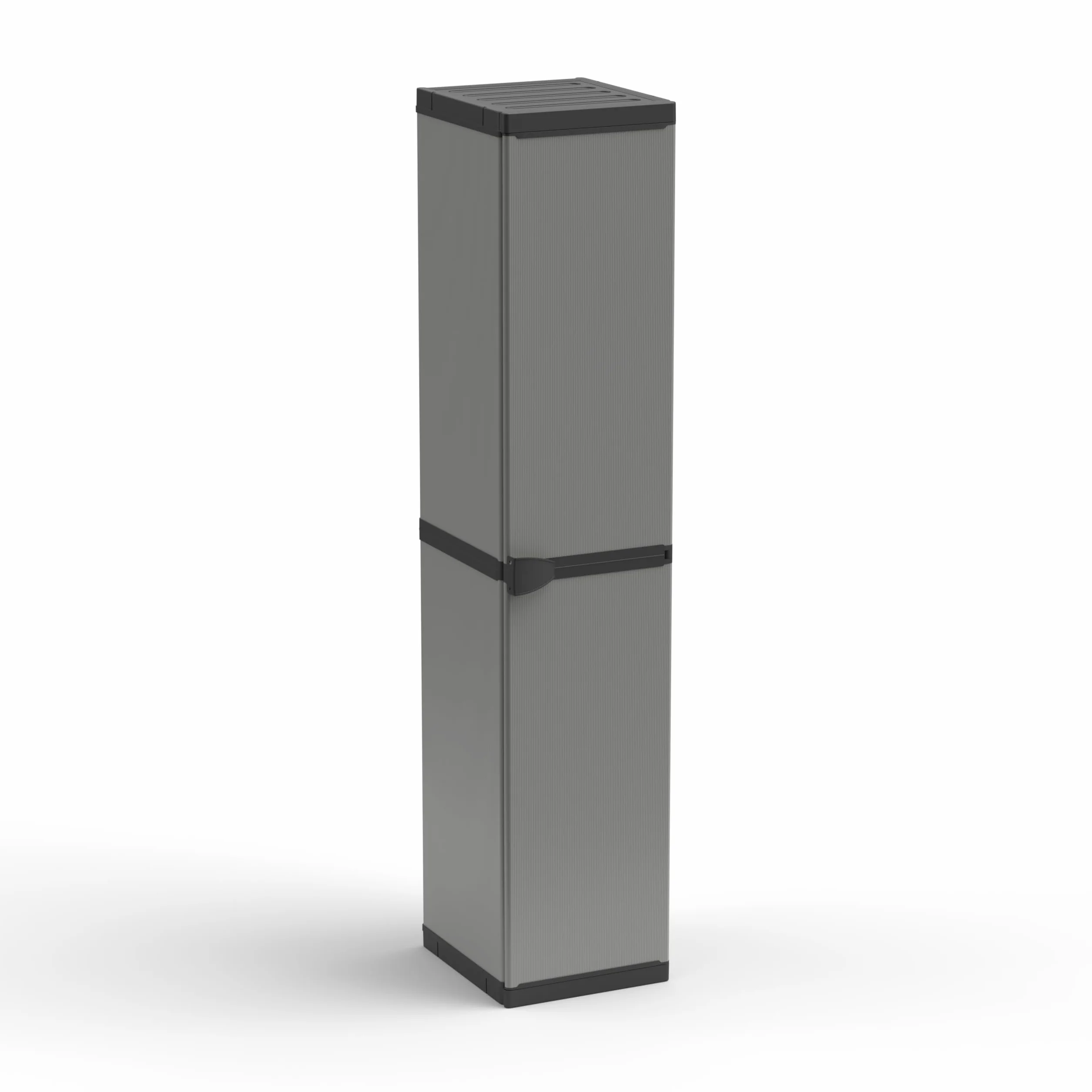 Adventa Armadio in Resina PVC e PP 1 Anta 3 Ripiani 34x38x165 cm Grigio Nero
