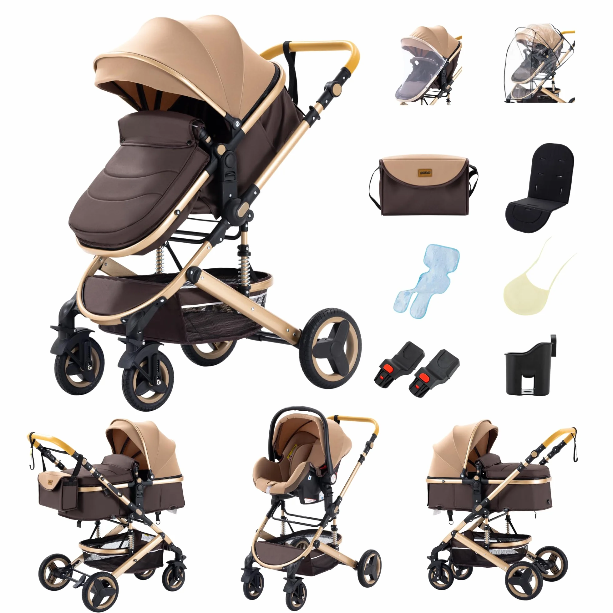 Passeggino 3 in 1 GLOKID Trio con Navicella e Seggiolino, fino a 25 kg, 4 Ruote con Ammortizzatori