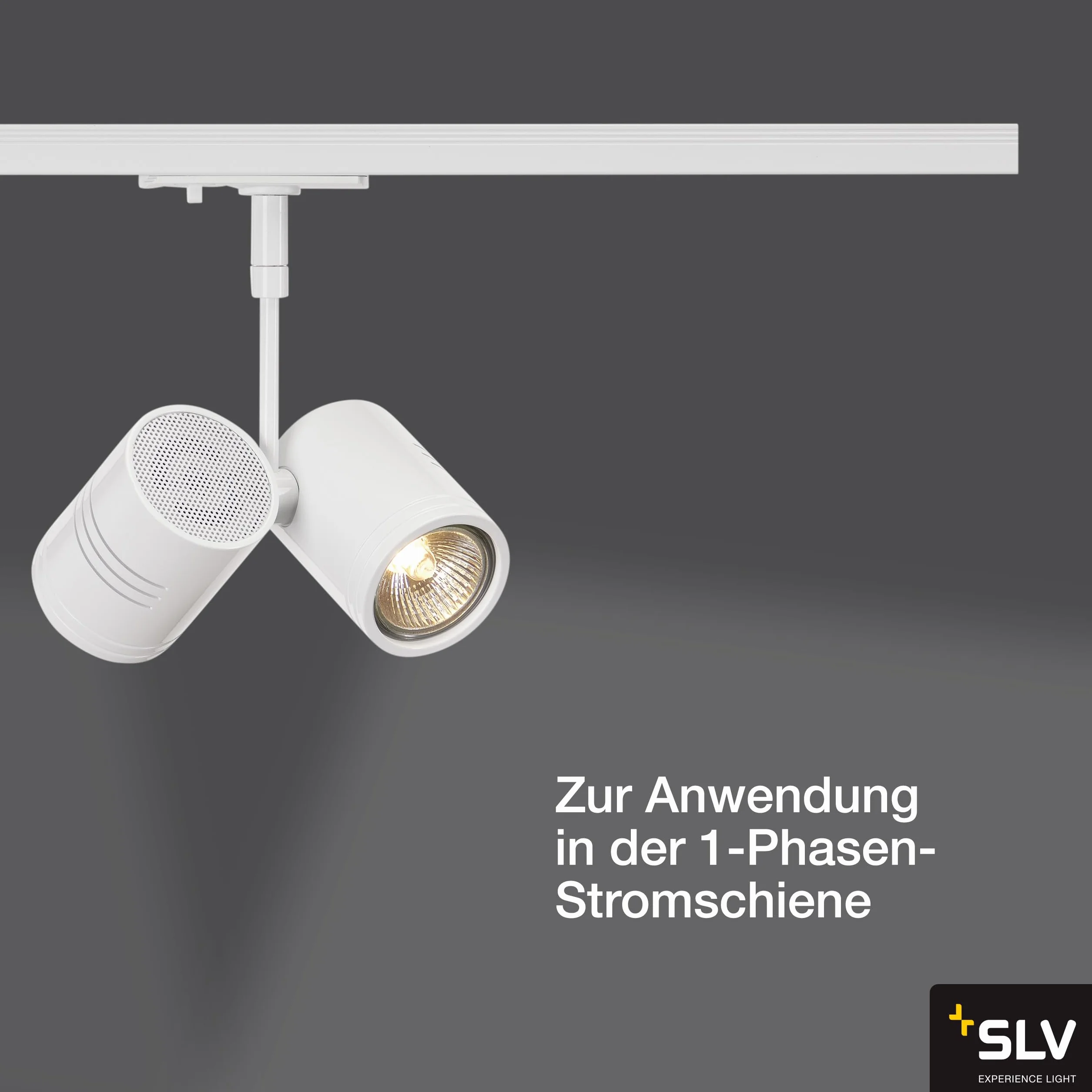 SLV BIMA 2 spot per binario monofase ad alta tensione, biemissione, QPAR51, bianco, max. 50W, incl. adattatore monofase
