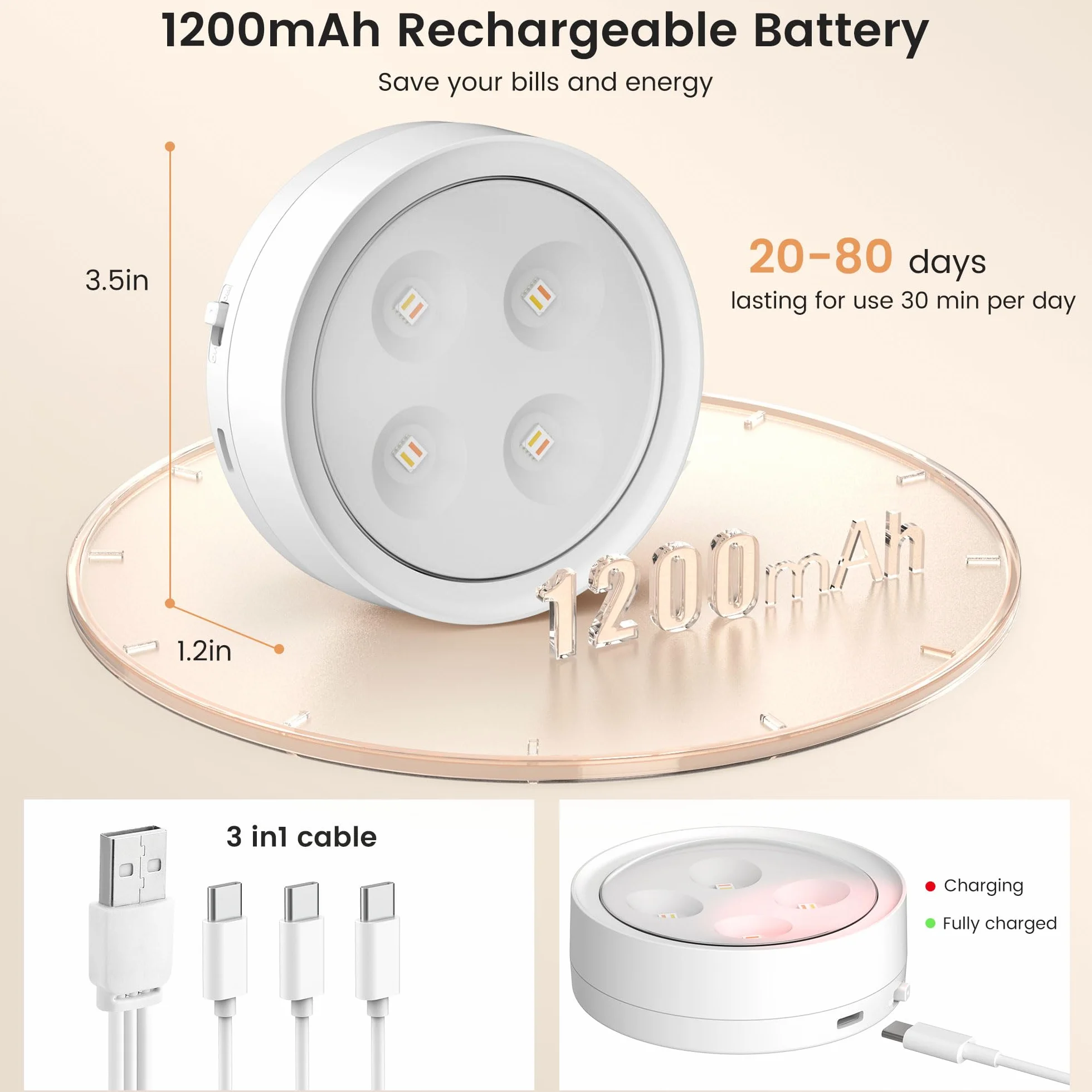 Onumii Luce Sottopensile Cucina LED Ricaricabile Batteria Luci con Telecomando Senza Fili Lampada con Magnete Cangiante di Colore per Vetrina Armadio Scaffali (6pcs Bianco)