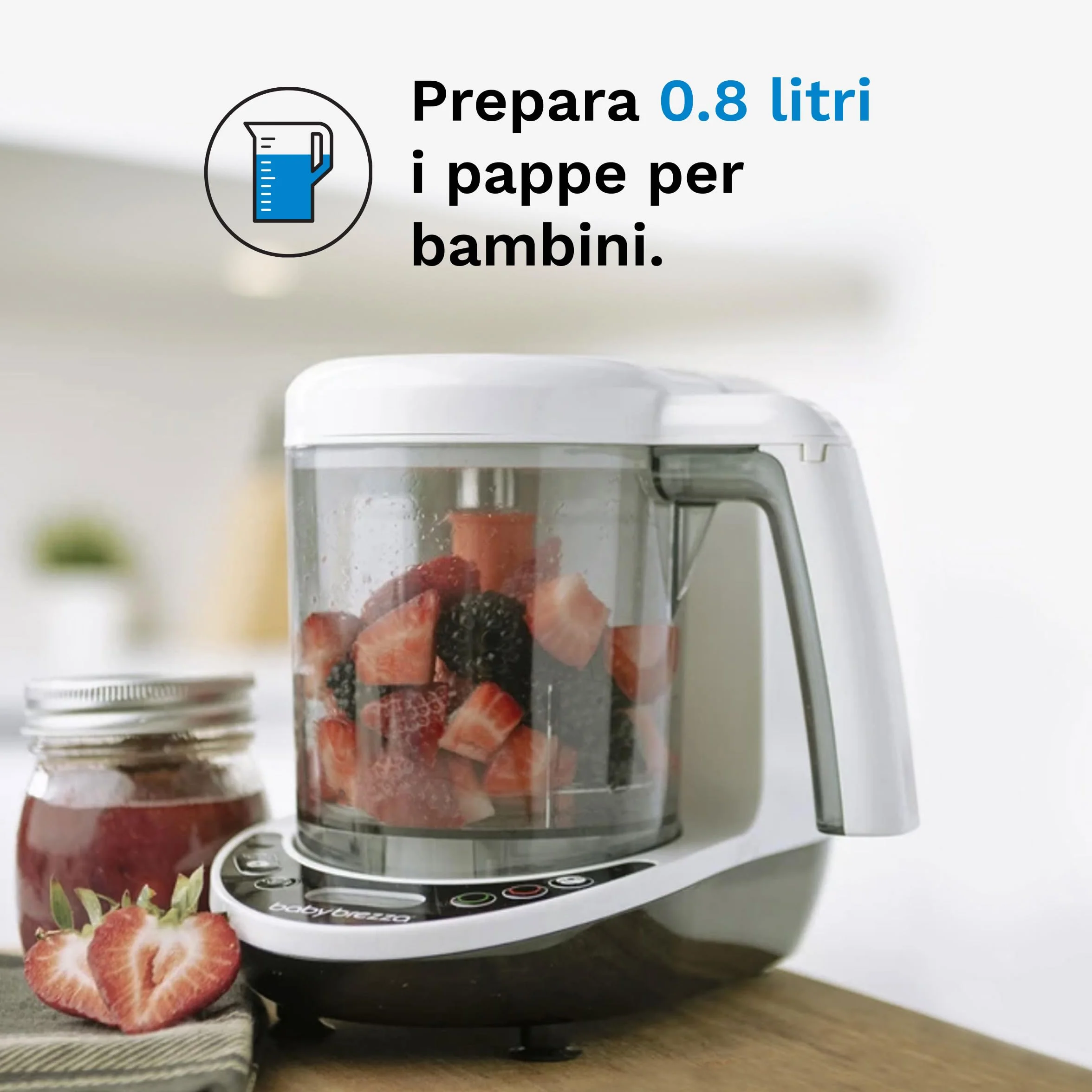 Baby Brezza Food Maker Deluxe Bianco Cuocipappa Omogeneizzatore Neonati Vapore Frullatore Pappe Spegnimento Automatico Lavabili Lavastoviglie 3 Sacchetti