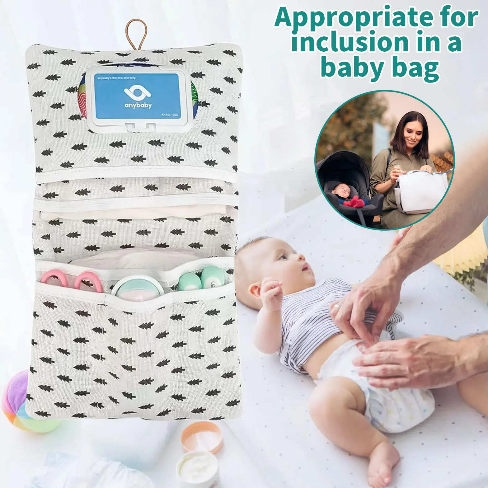 Borsa per pannolini 2 in 1 Leaves Balena Elefante organizer per bambini