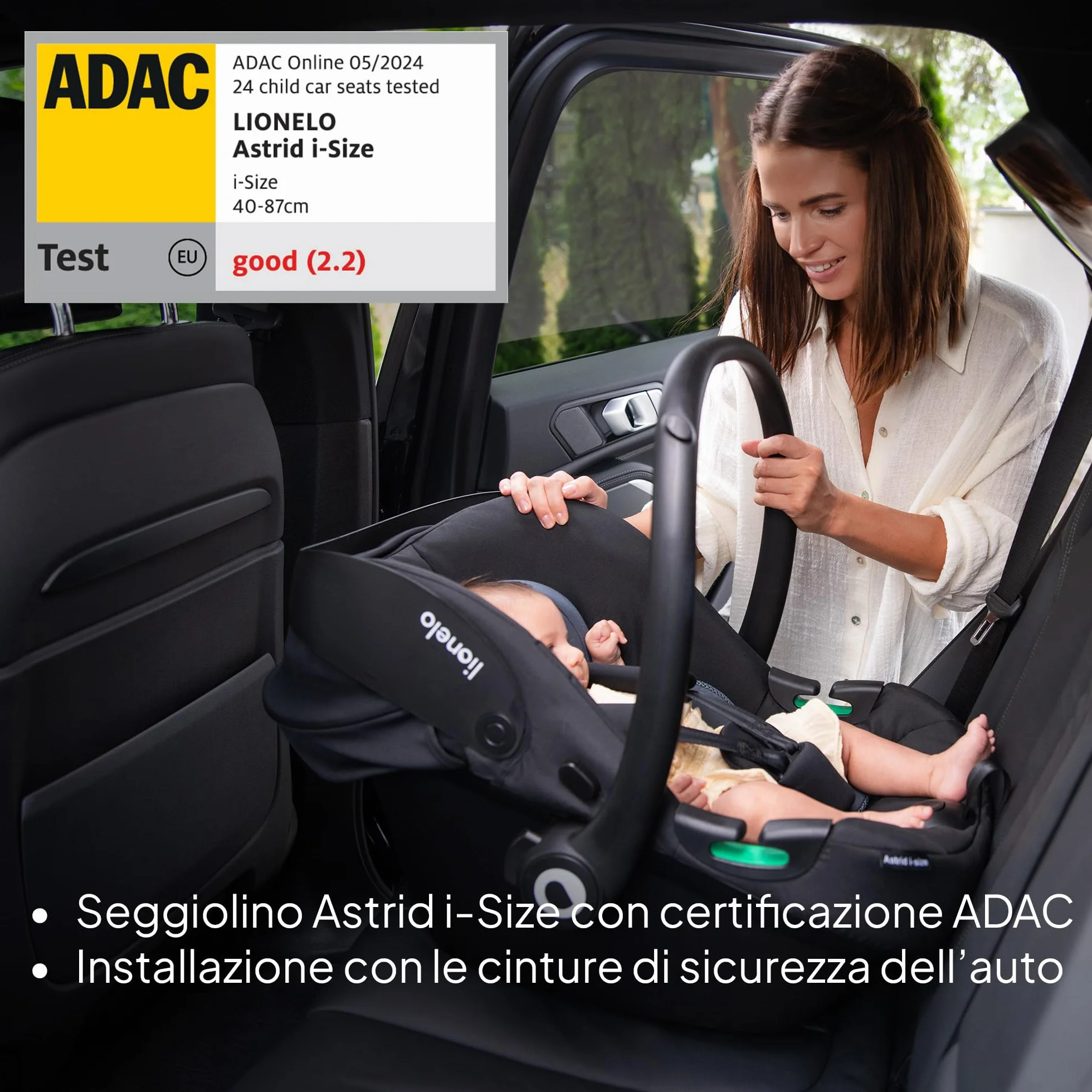 LIONELO Amber Passeggino Trio 3-in-1 0-22 kg Pieghevole Regolabile Ruote Grandi Cappotina XXL