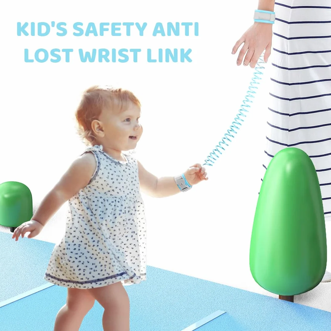 Bracciale Sicurezza Bambino 2.5M Anti-Perso Guinzaglio Portatile Blu