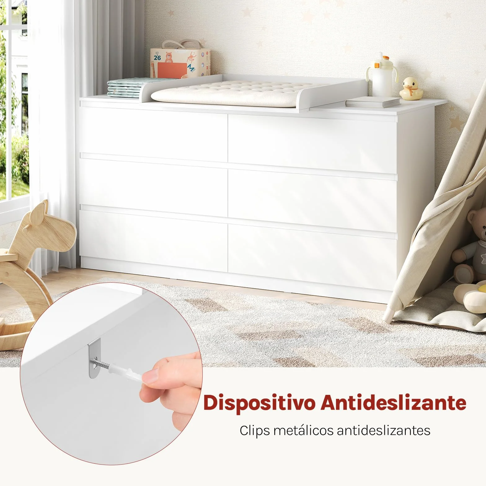 WOLTU Fasciatoio Neonato Universale per Cassettiera 3 Bordi Rialzati Profondità Regolabile 47-50 cm MDF 160x80x10 cm