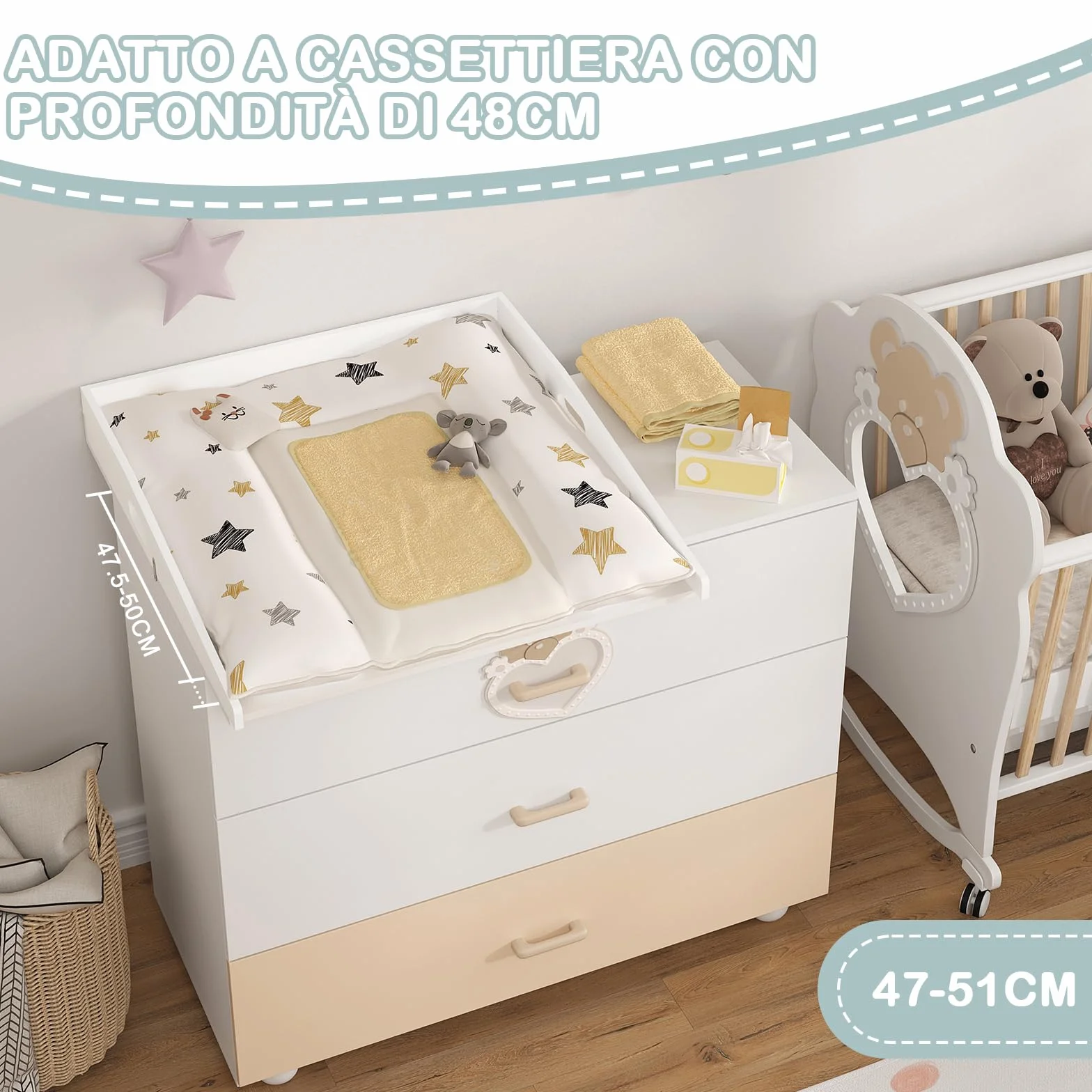 WOLTU Fasciatoio per Cassettiera in MDF 70x75x10 cm Bianco