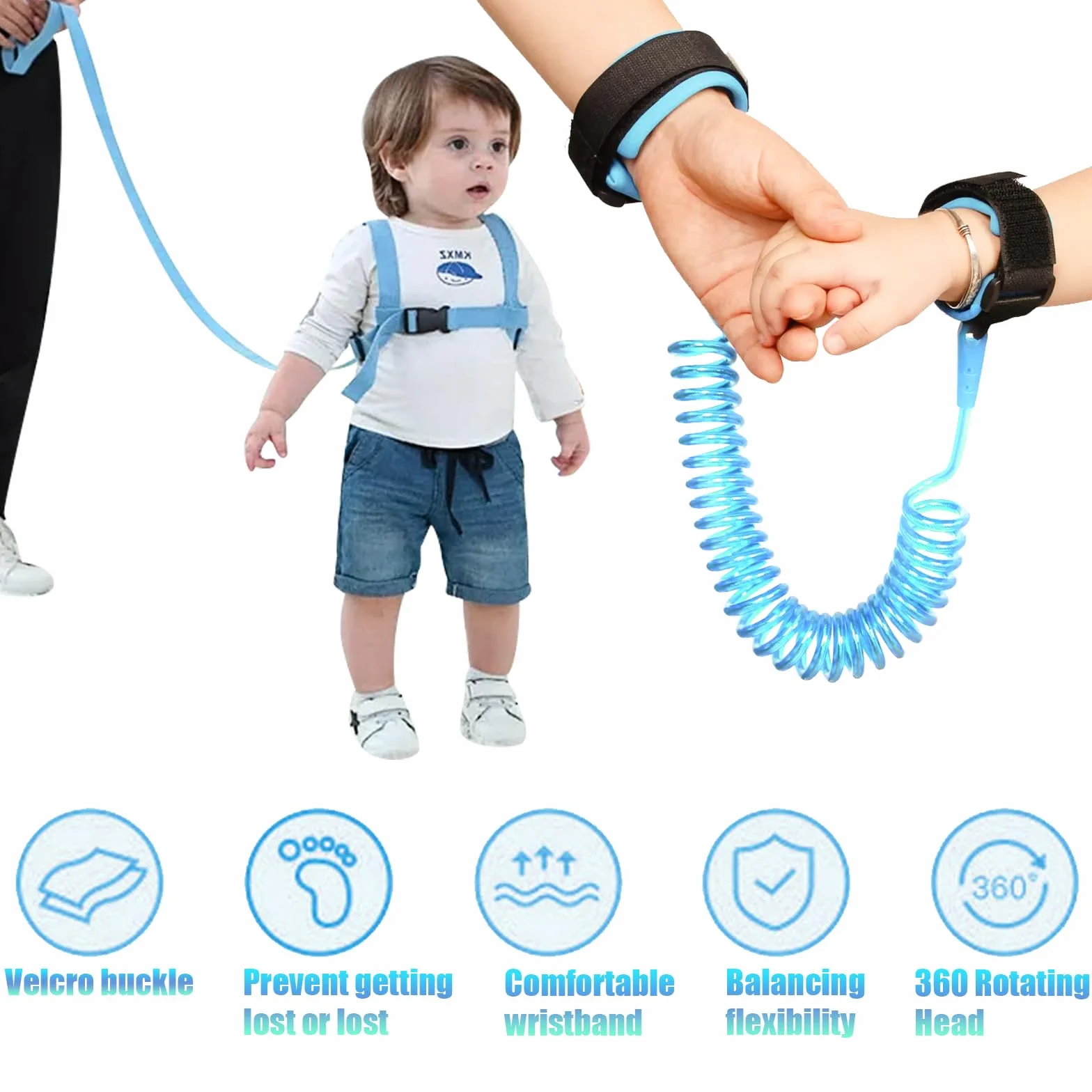 Guinzaglio per Bambini Anti-Loss, Imbracatura di Sicurezza, Collegamento del Polso per Bambino