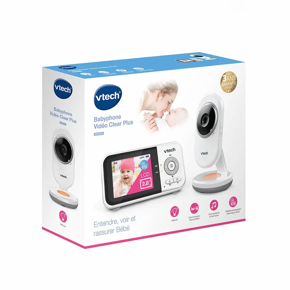 VTech Baby monitor BM3254 con videocamera, schermo LCD 2,8 pollici, luce notturna colori, comunicazione bidirezionale