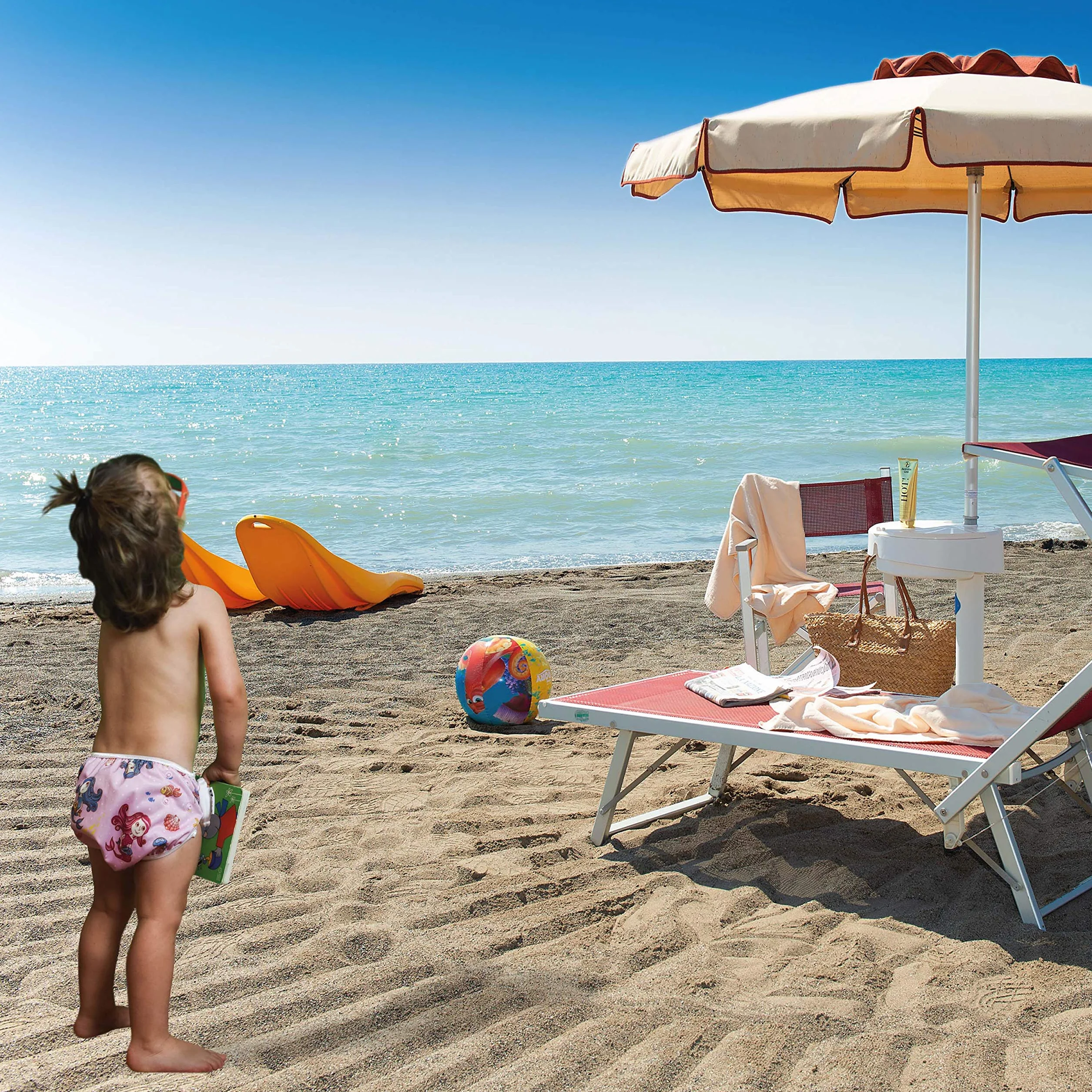 Pannolino Costumino Contenitivo Neonato Bimbi 0-36 Costume Piscina Regolabile Riutilizzabile Set Mare Lavabili Pannolino Nuoto