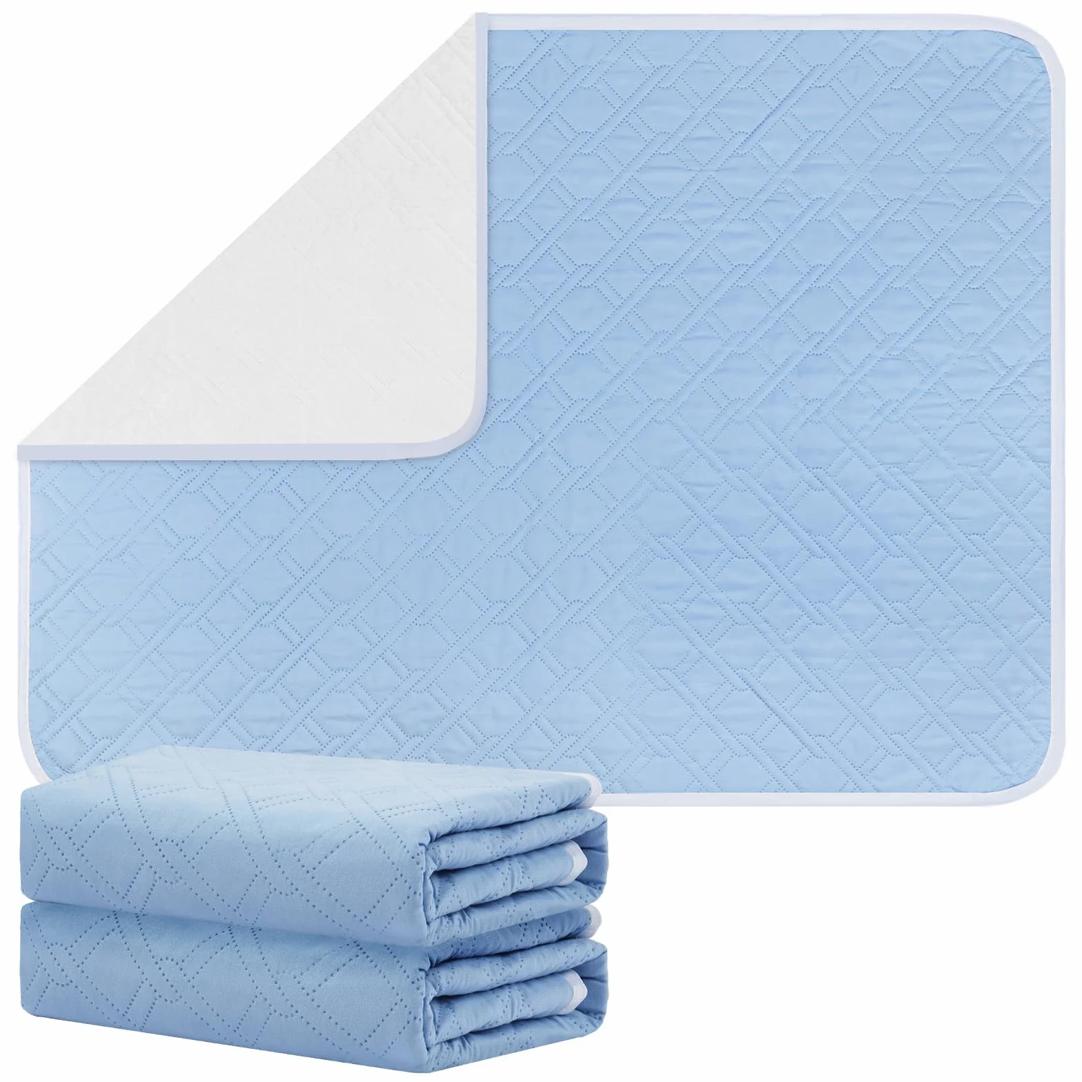 Set di 2 Traversa Impermeabile 70x90cm Panno Incontinenza Letto Super Assorbente 4 Strati Lavabile