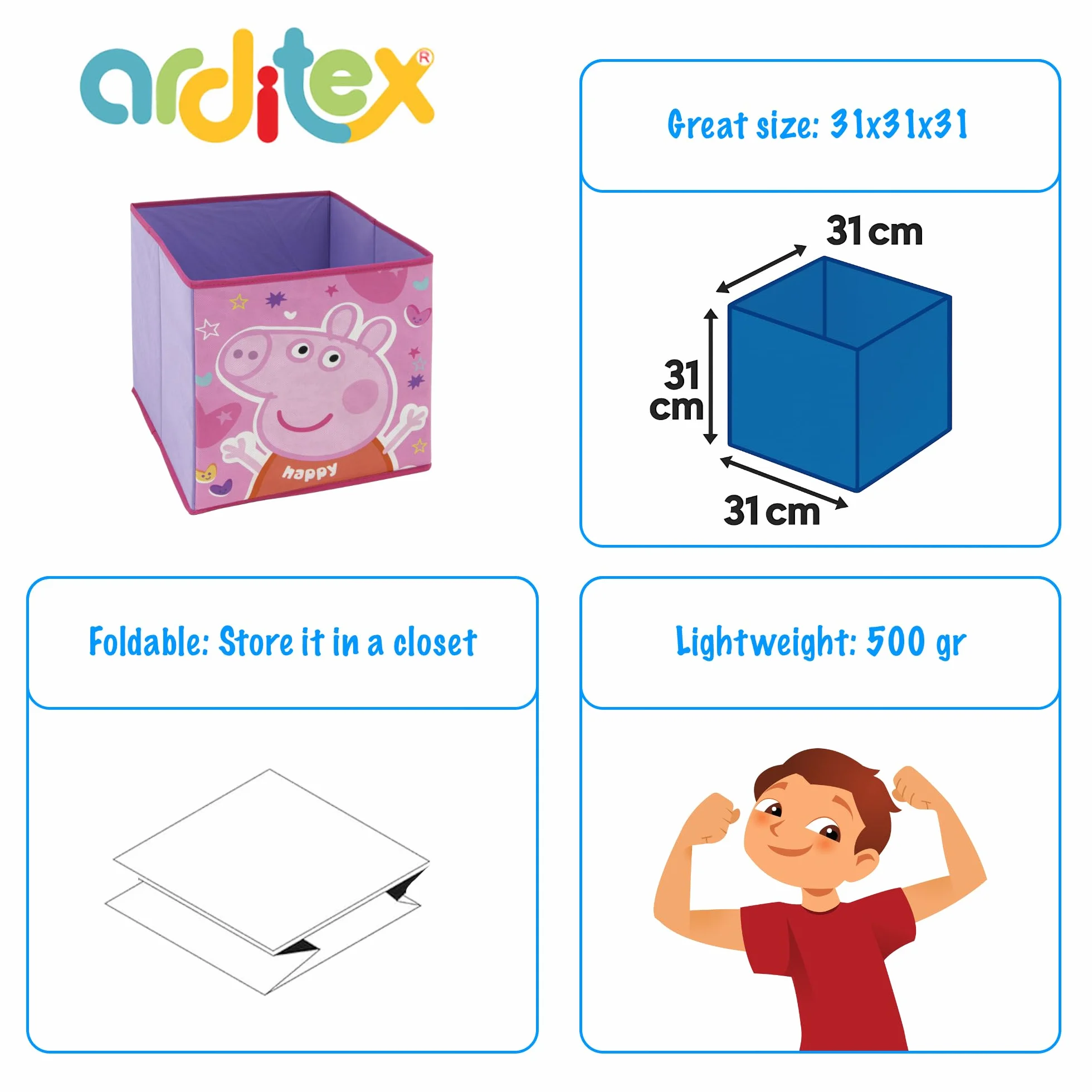 Hasbro ARDITEX Peppa Pig Contenitore Organizzatore Pieghevole 31x31x31cm