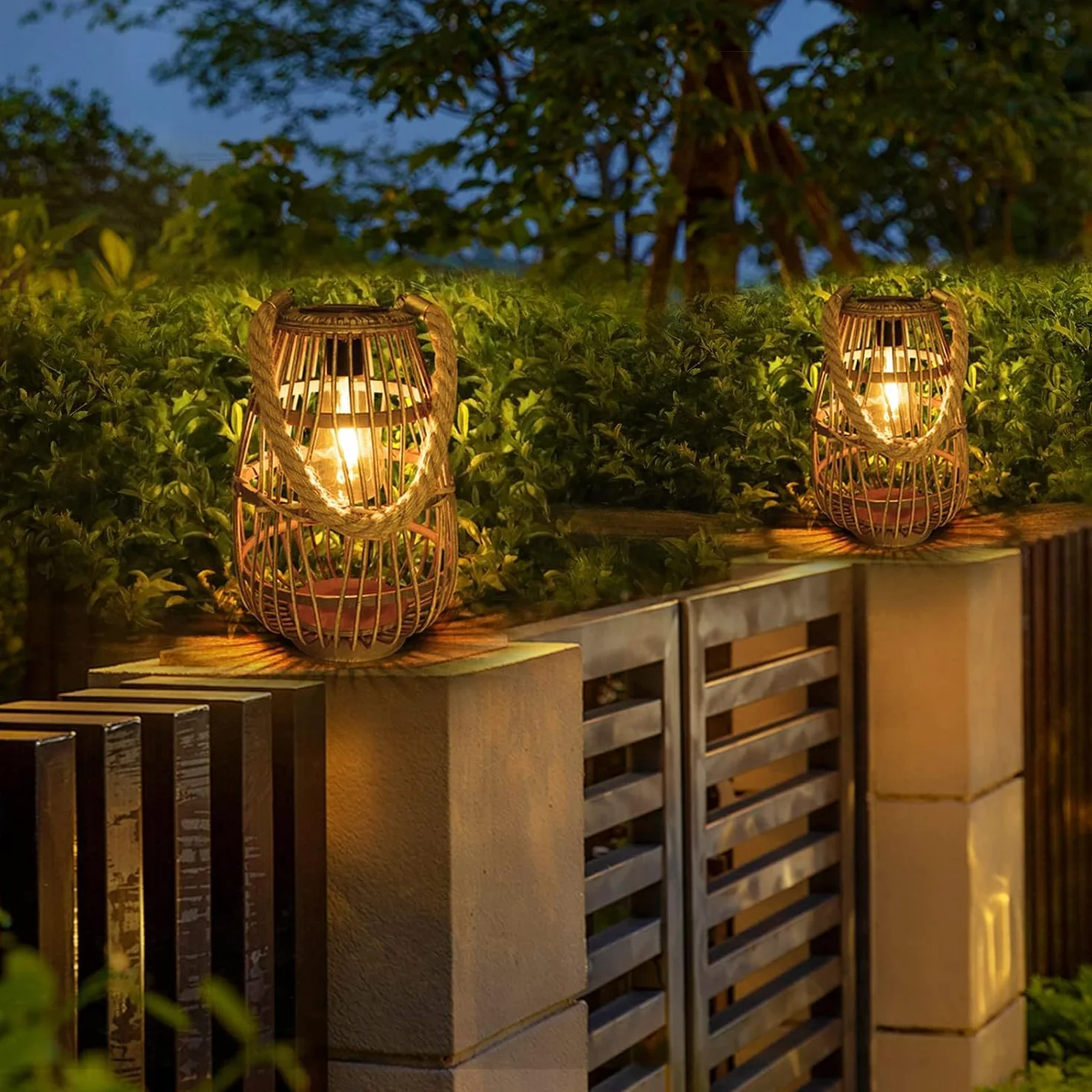 Lampade solari per esterni, da appendere, in rattan, impermeabile